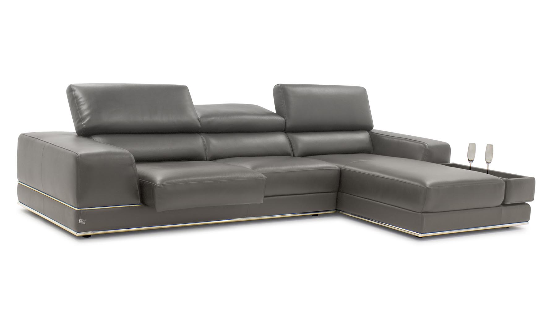 Encore Slate Leather Sectional Sofa Zuri Furniture