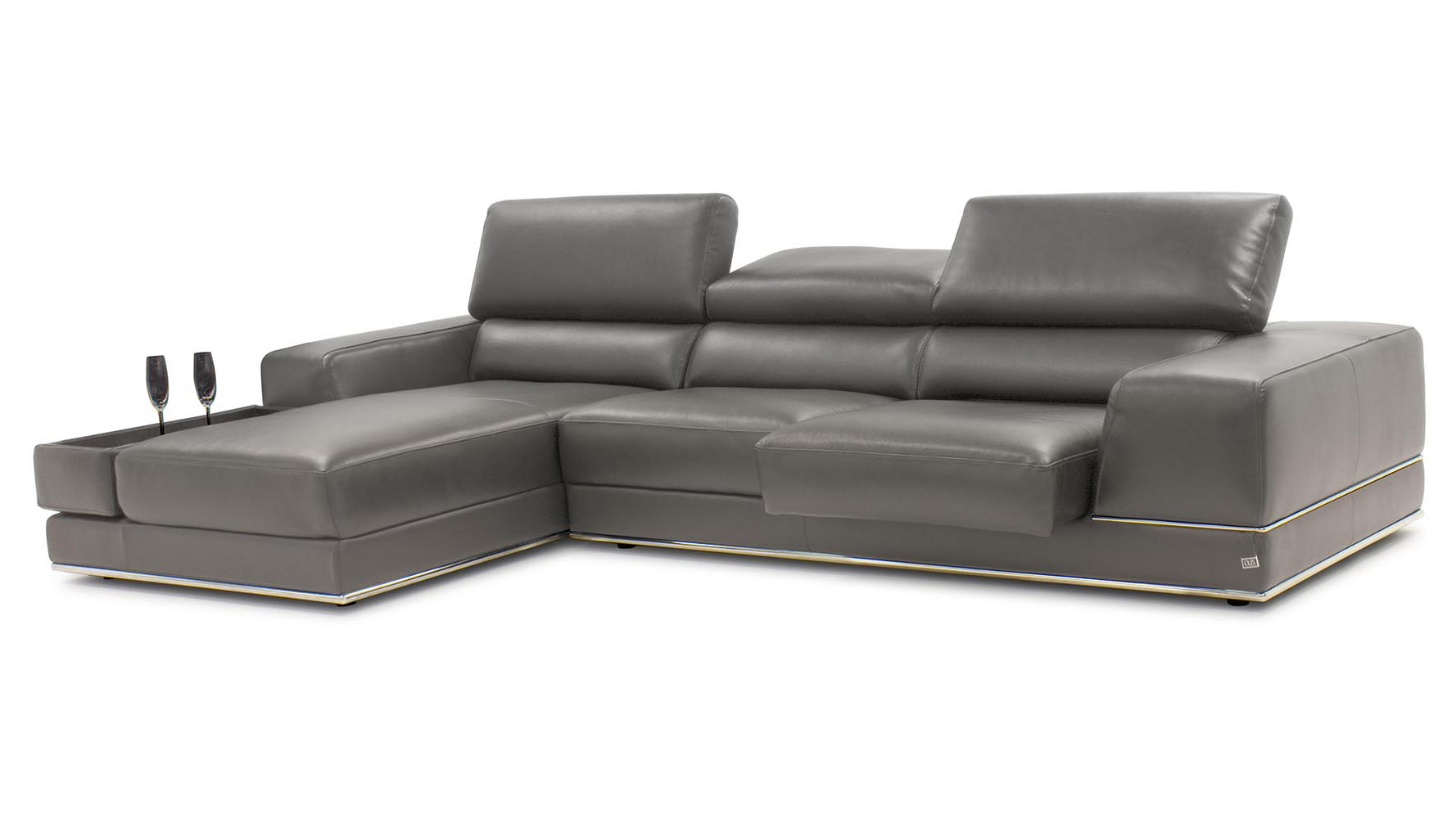 Encore Slate Leather Sectional Sofa Zuri Furniture