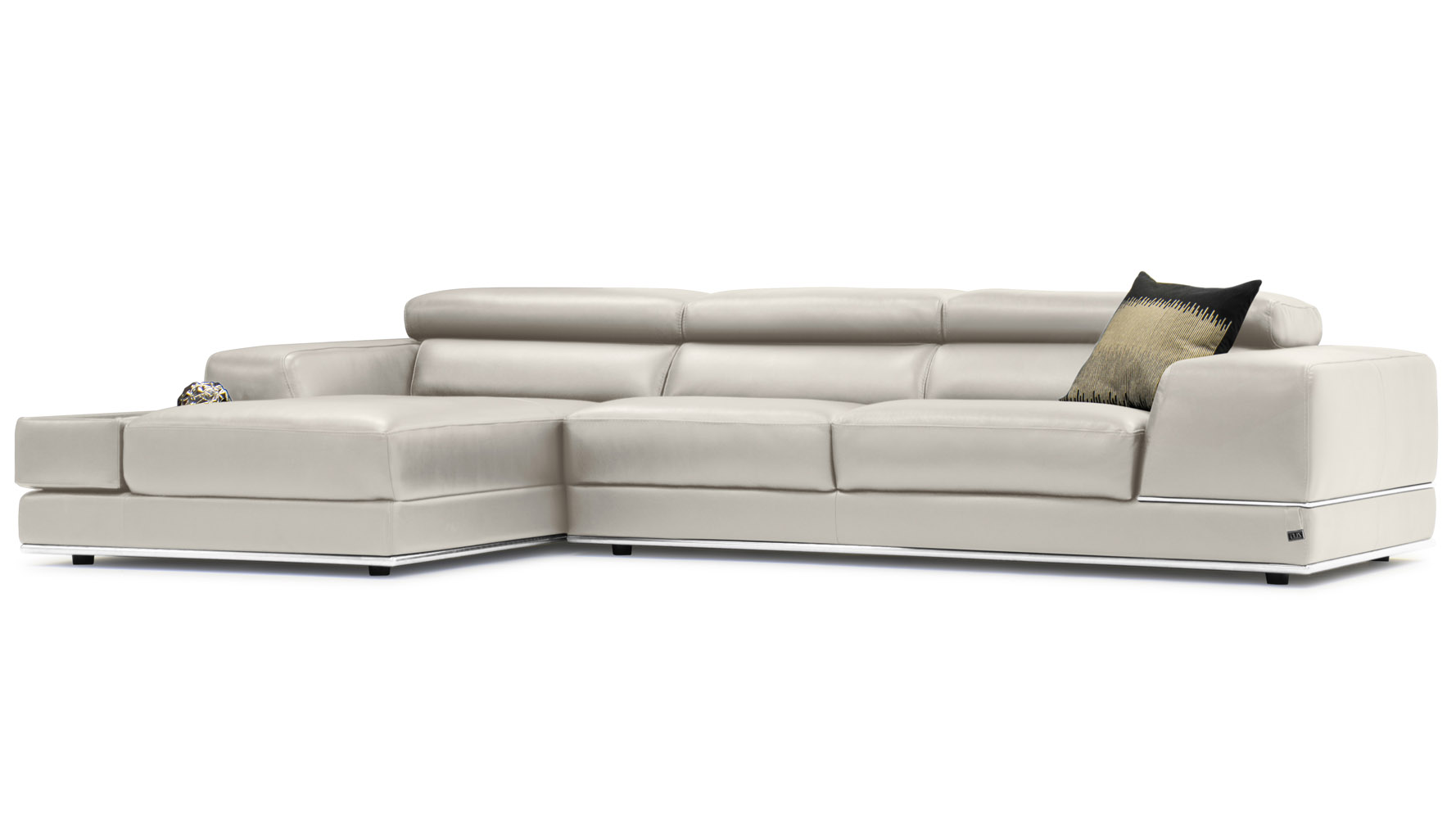 Encore Light Grey Leather Sectional Sofa Zuri Furniture