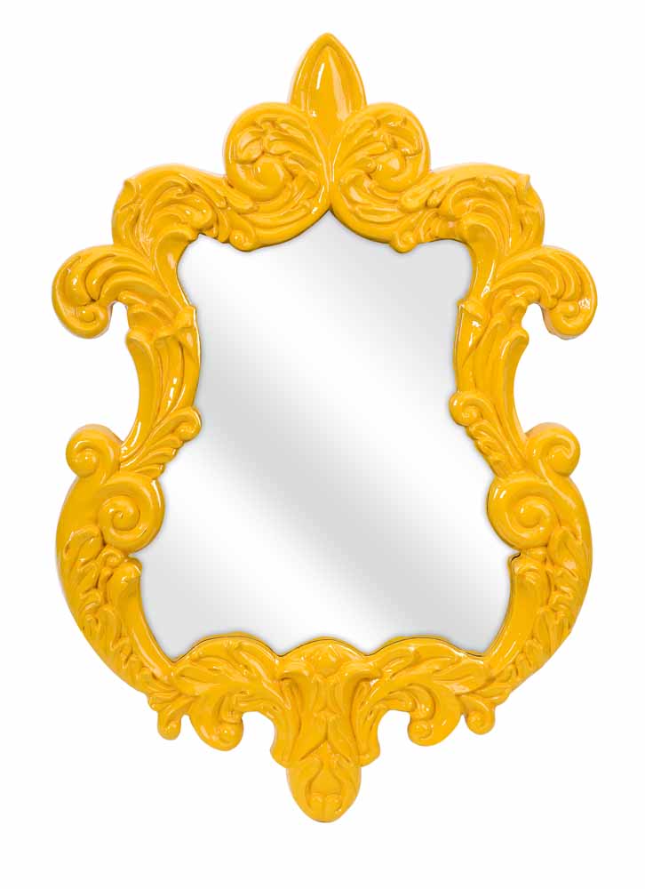 Finely Yellow Baroque Wall Mirror Zuri Furniture