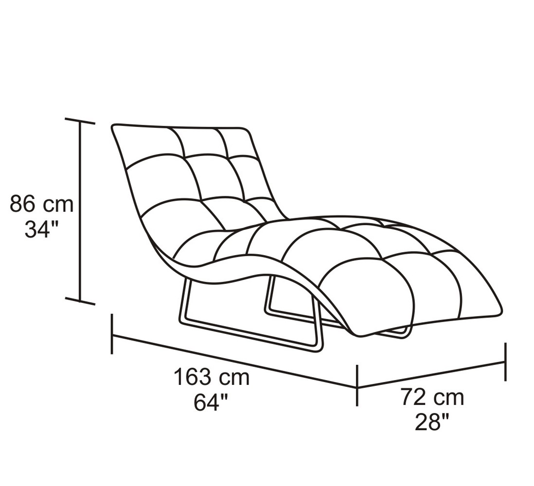 Ace Leather & Chrome Chaise Lounge Black Zuri Furniture