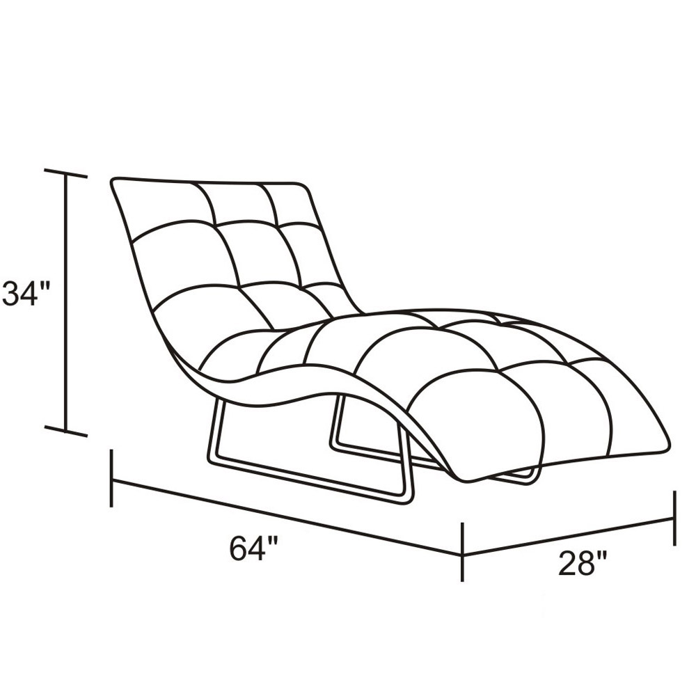 Ace Leather & Chrome Chaise Lounge Black Zuri Furniture