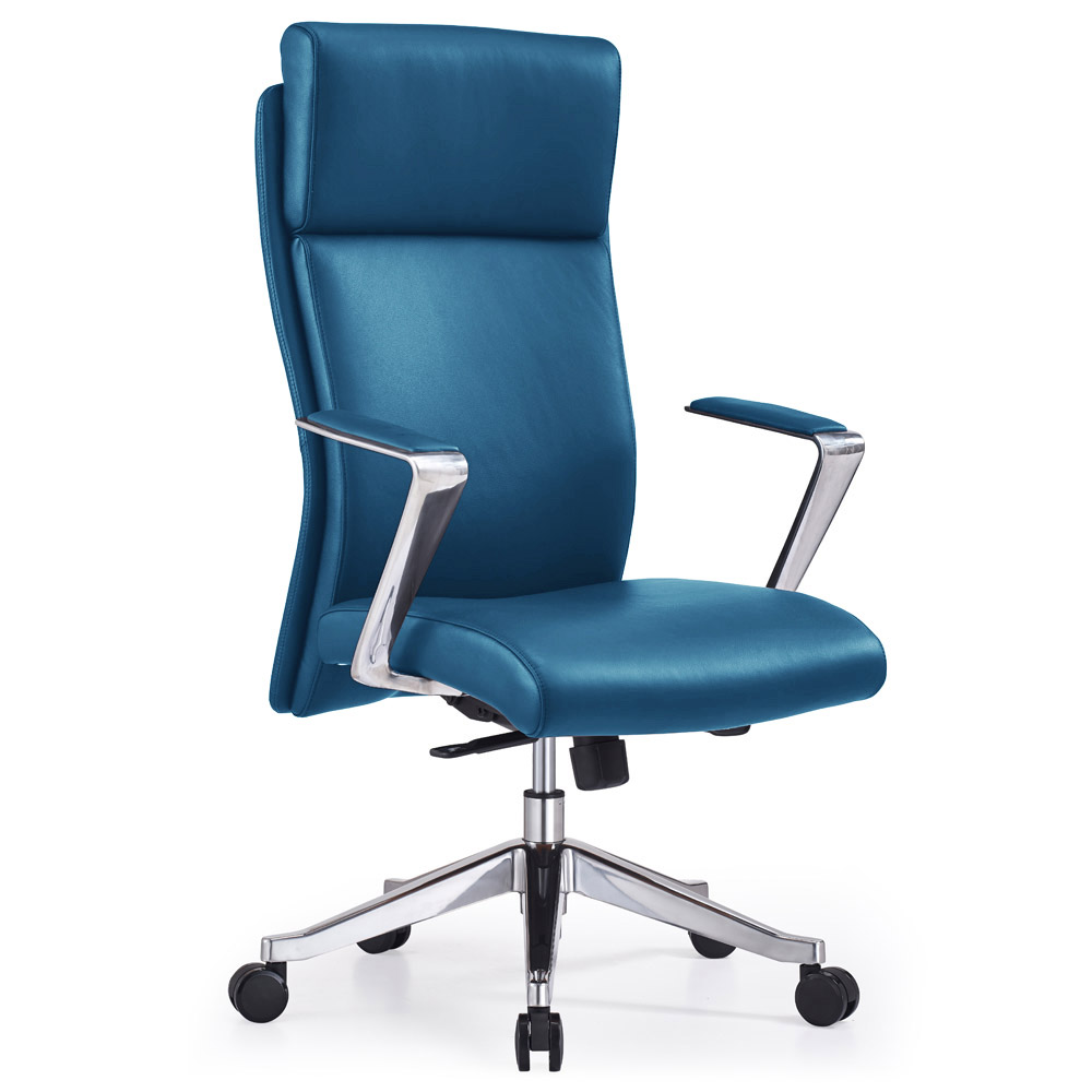 Adjustable Ergonomic Draper Leather Executive Chair with Aluminum Frame