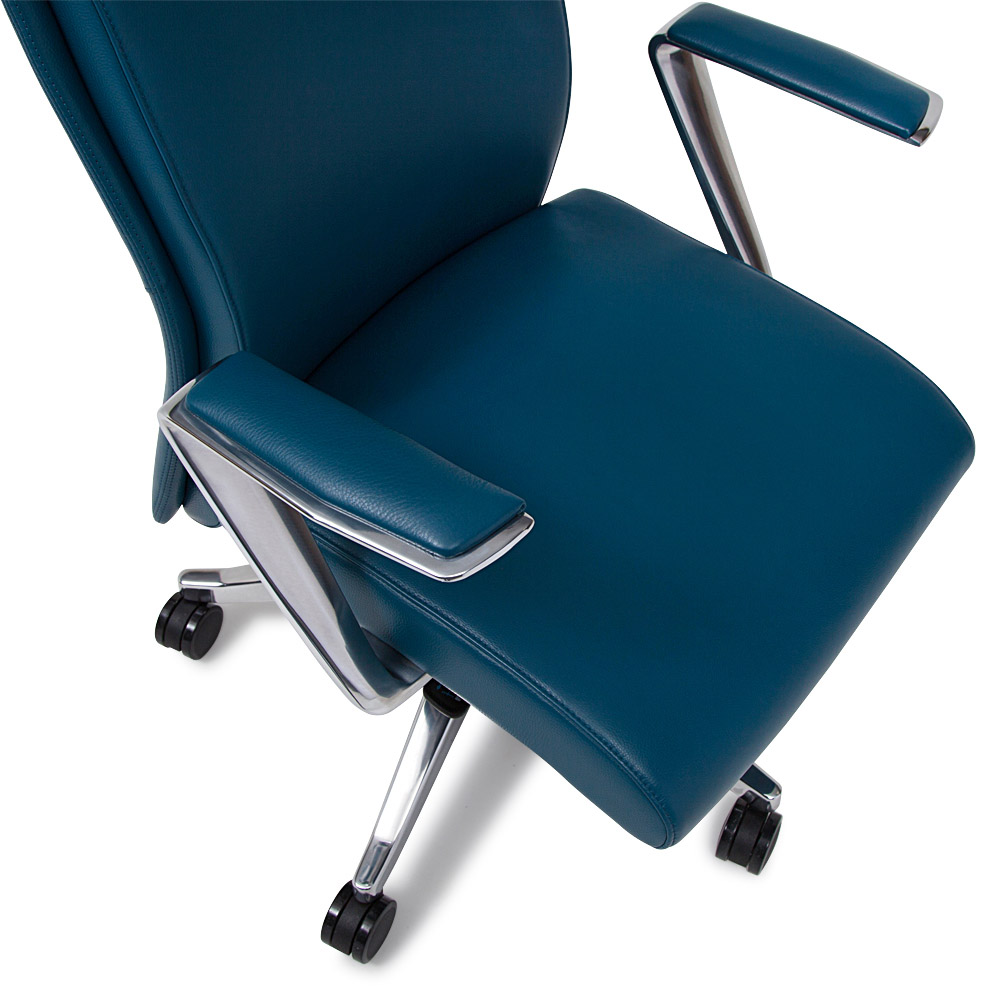 Adjustable Ergonomic Draper Leather Executive Chair with Aluminum Frame