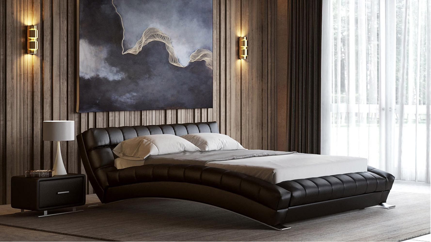 Adonis Black Tufted Leather Platform Bed Zuri Furniture Add Reviews To Your Site