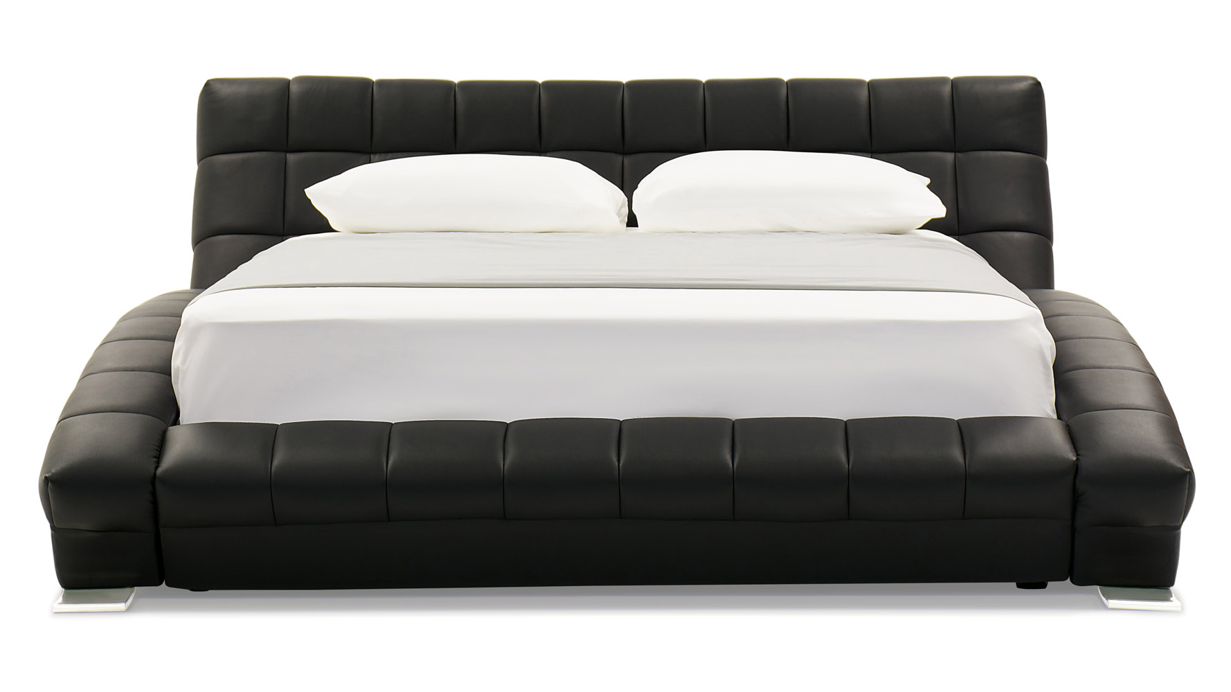 Adonis Black Tufted Leather Platform Bed Zuri Furniture