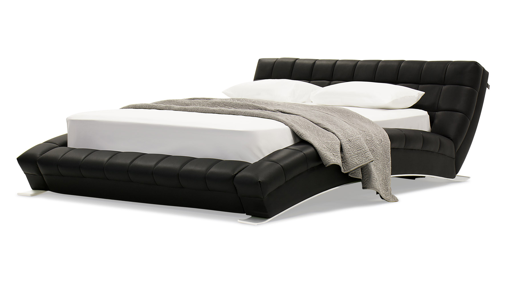 Adonis Black Tufted Leather Platform Bed Zuri Furniture