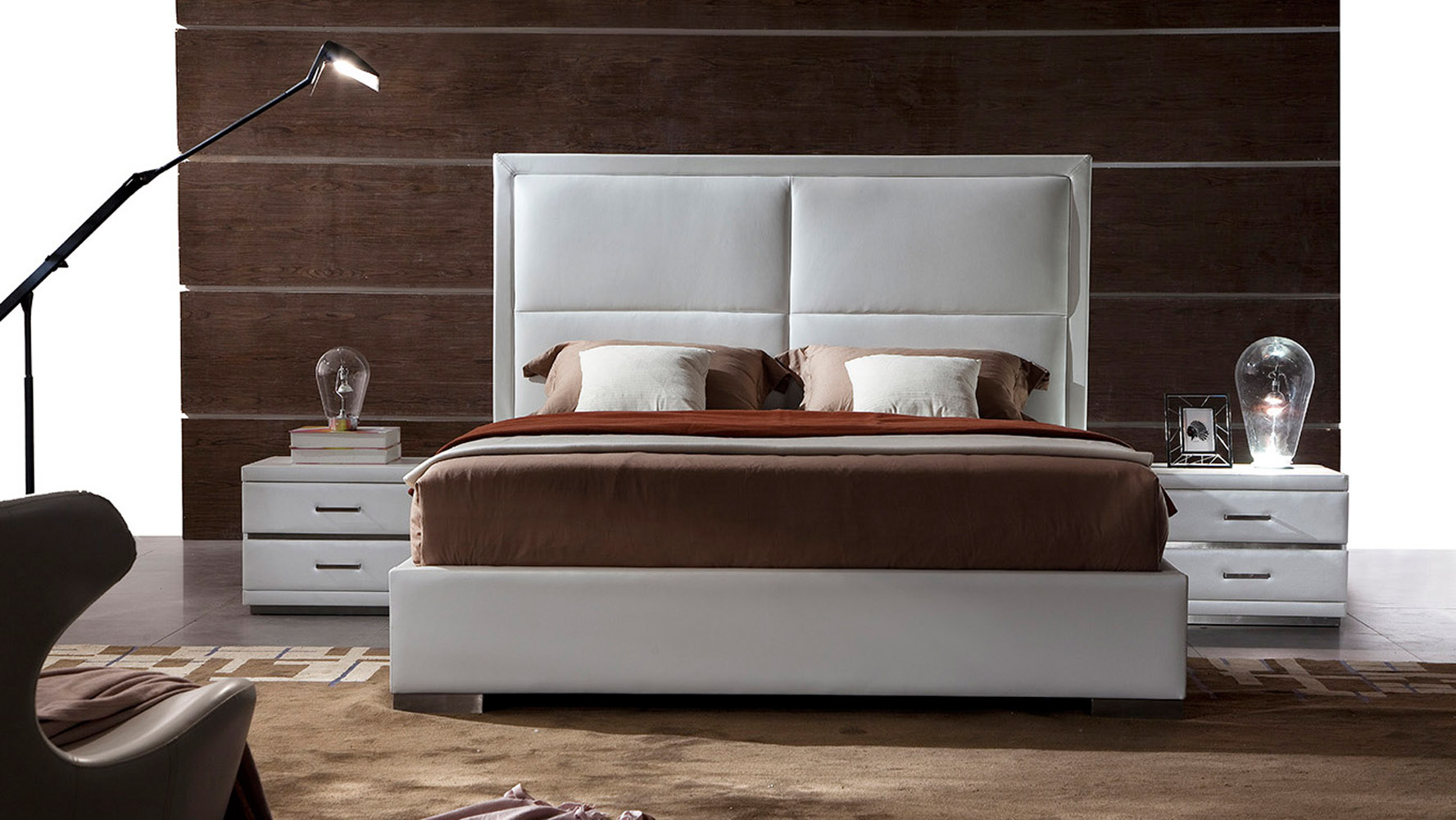 Aries White Leather Platform Bed Zuri Furniture