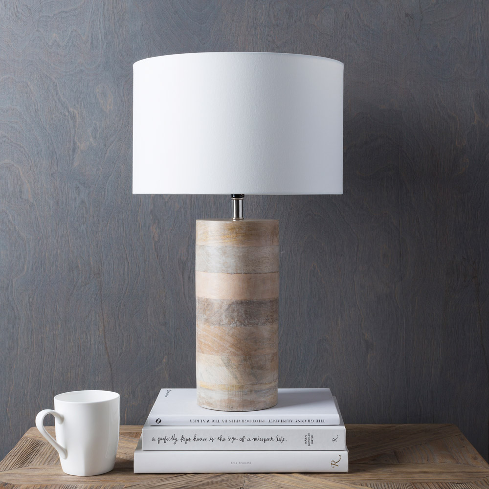 Athor Natural Finish Wood Base And Cotton Shade Table Lamp Zuri Next