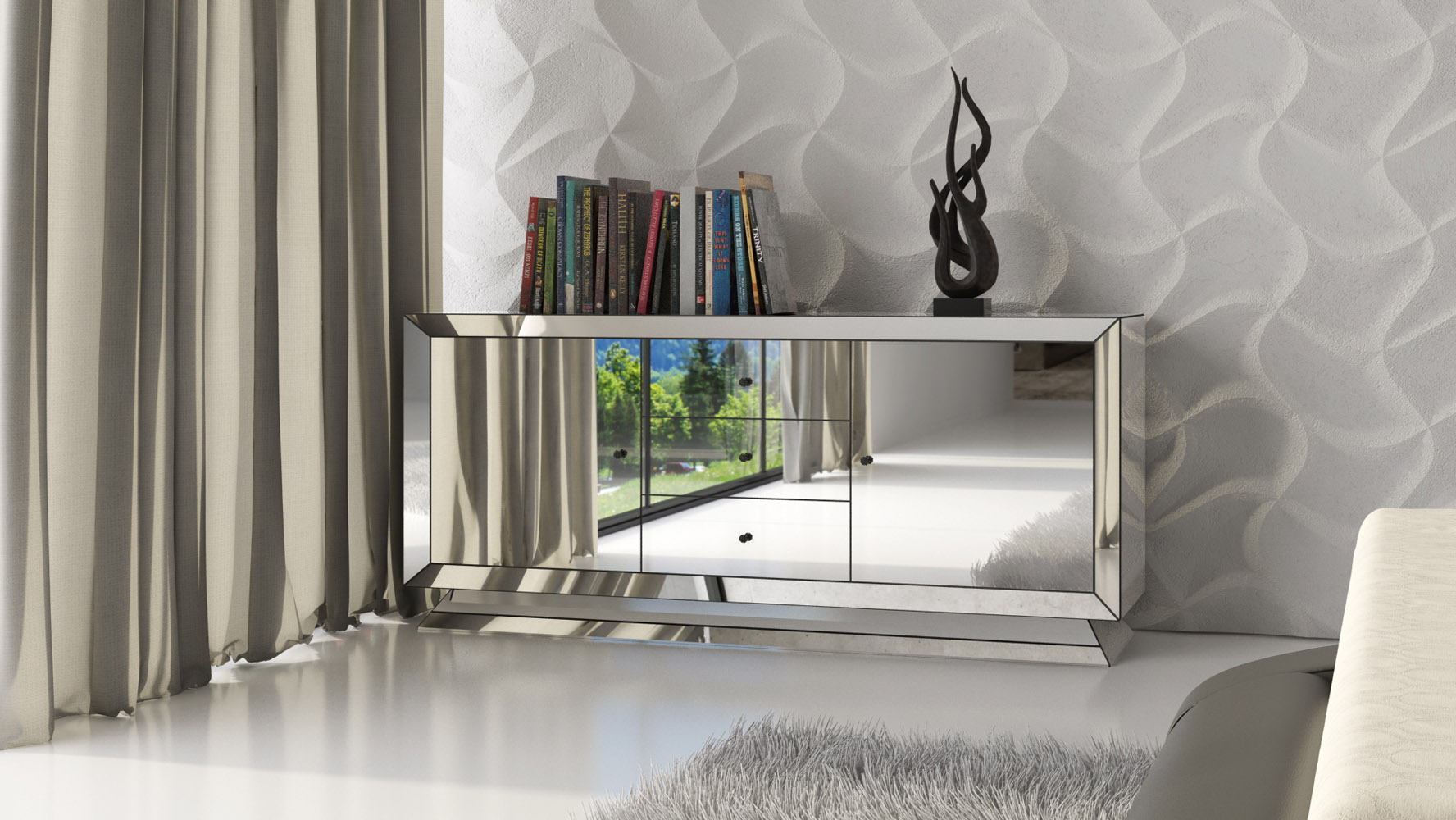 Azul Mirrored Glass Dresser Zuri Furniture