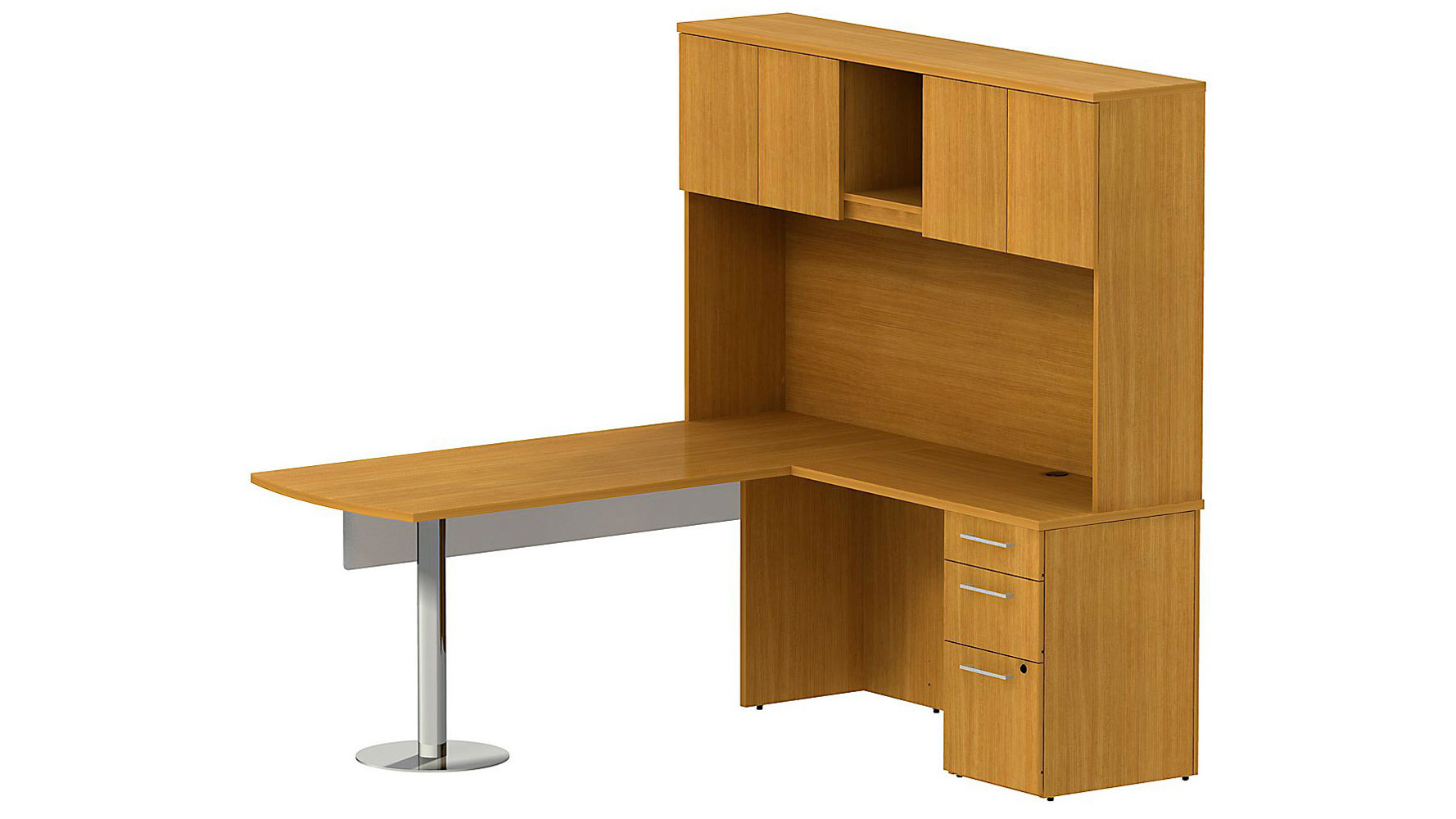 BBF Realize Peninsula Desk in LConfiguration + Glass Modesty Panel