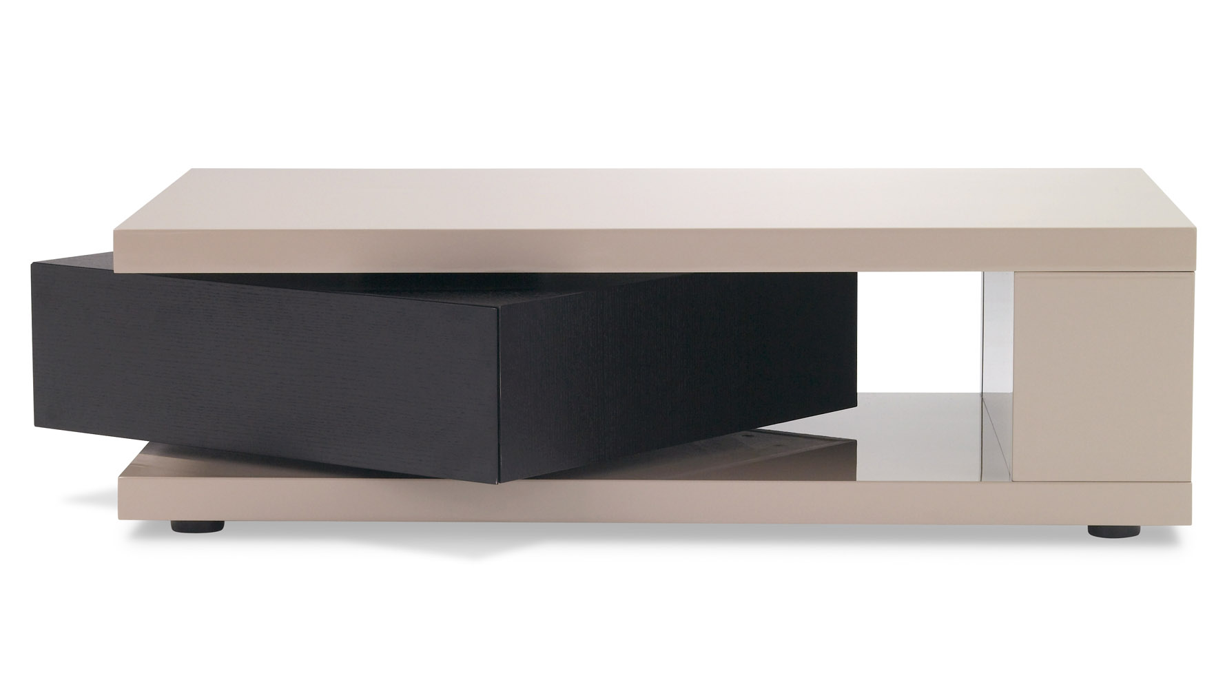 Benny High Gloss Taupe Lacquer Rectangular Coffee Table Zuri Furniture