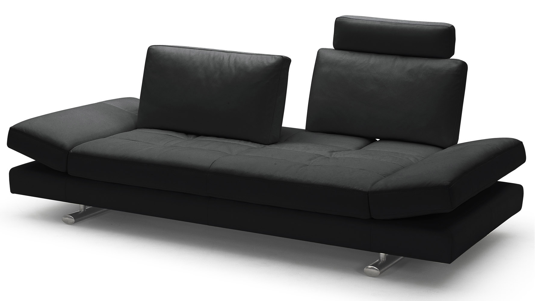 Bentley Black Top Grain Leather Modern Sofa Set With Loveseat Zuri