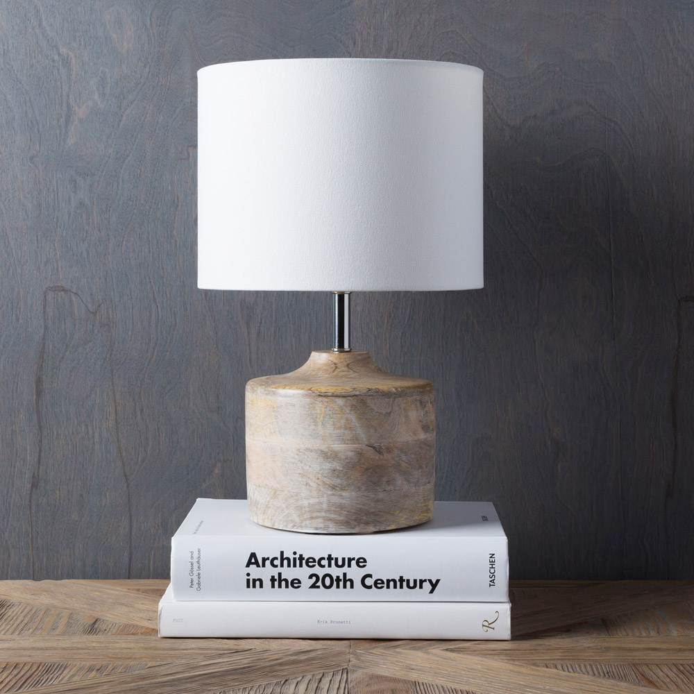 Bevyn Wood Base And Cotton Shade Table Lamp Natural Finish Zuri Next