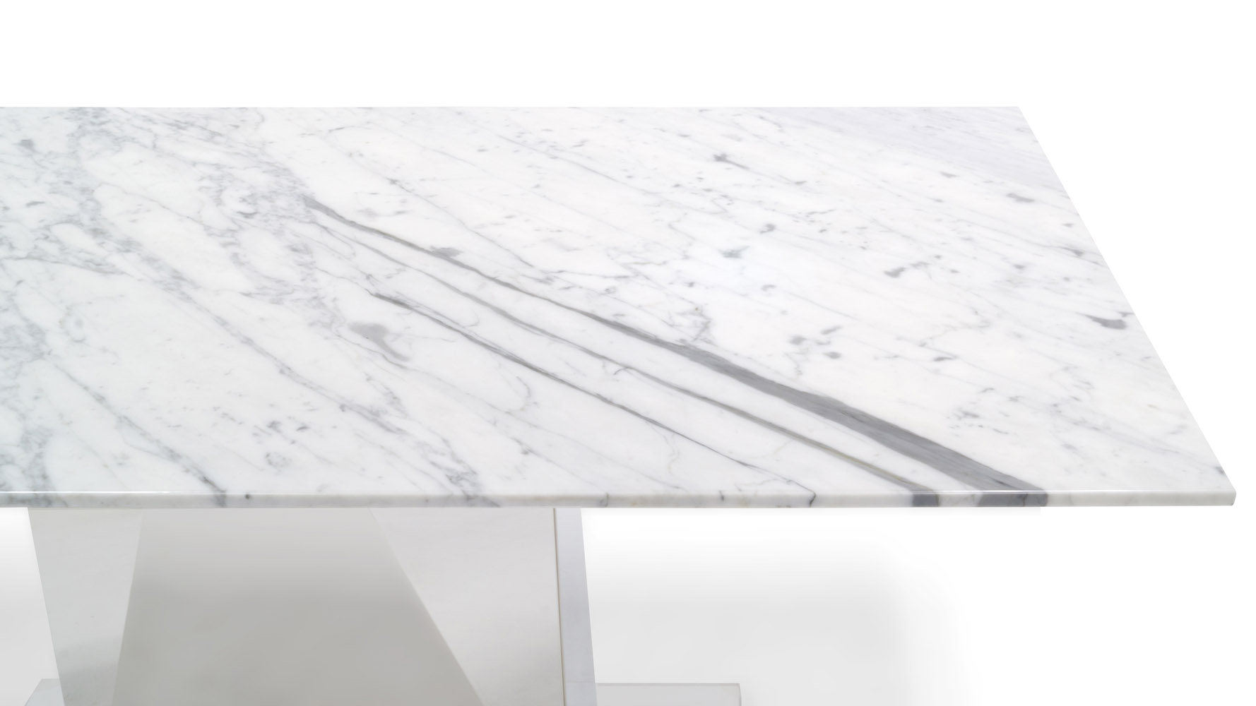 Bianco 71 Inch Marble Dining Table with Polished Stainless Steel Base