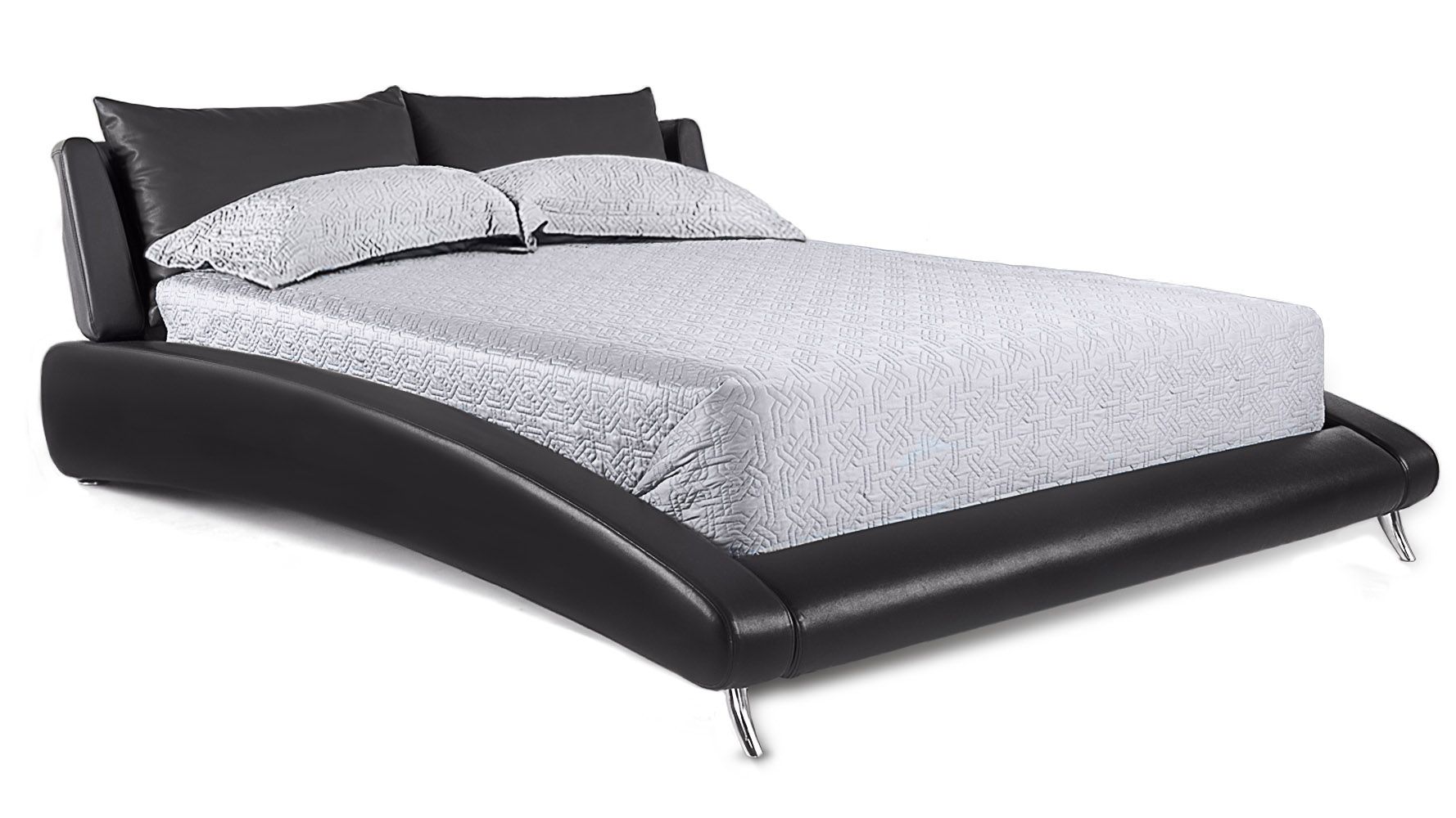 Cadillac Black Leather Platform Bed by Zuri Furniture Zuri Furniture