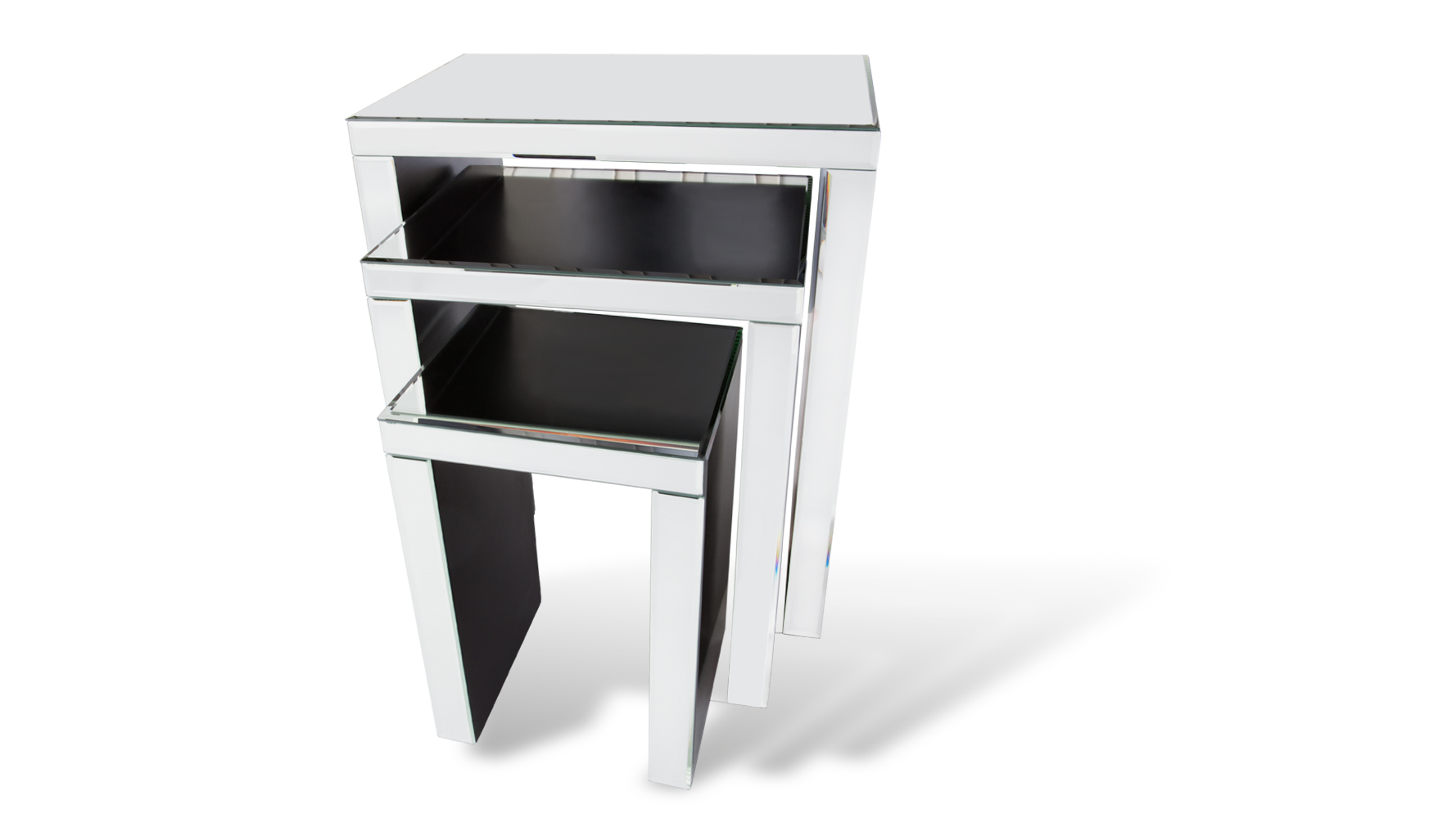 Celeste Mirrored Glass Nesting End Tables Tables Zuri Furniture - celeste mirrored glass nesting end tables tables zuri furniture -