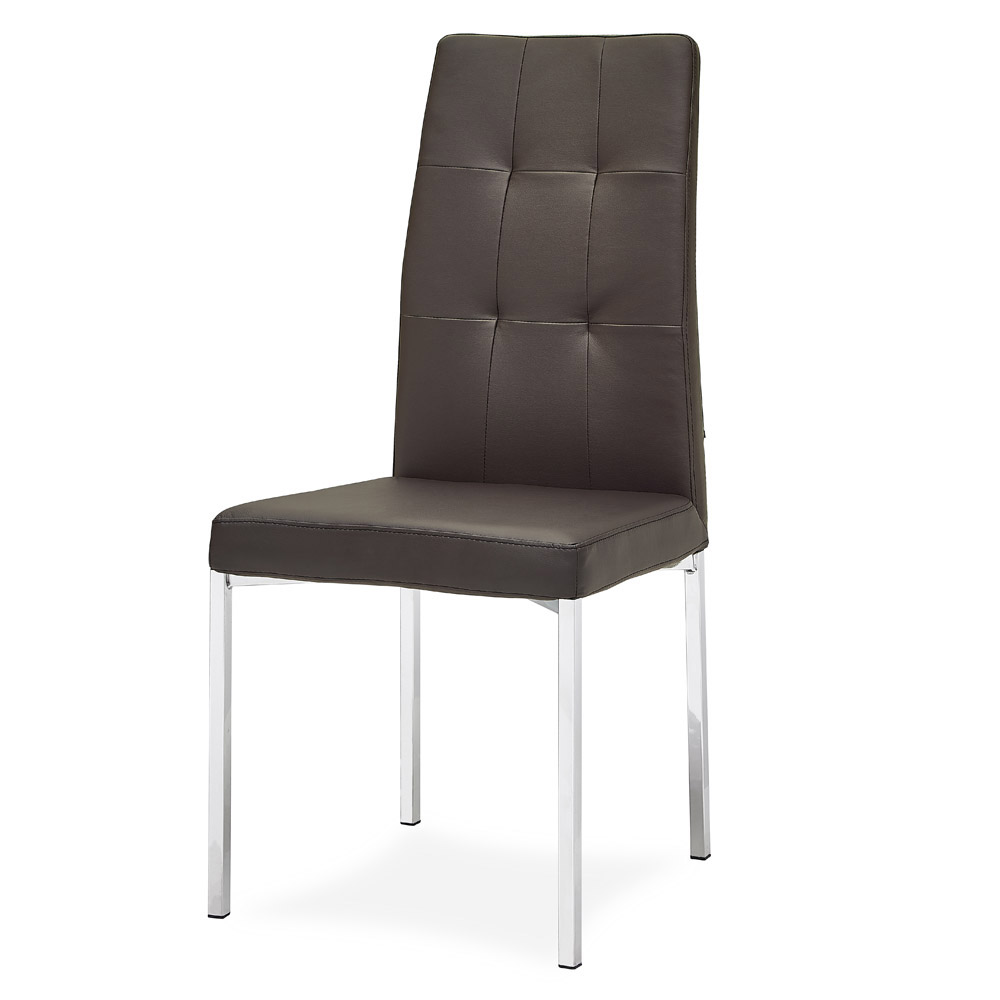Charlotte Modern Dining Chair with Chrome Legs Brown Zuri Furniture