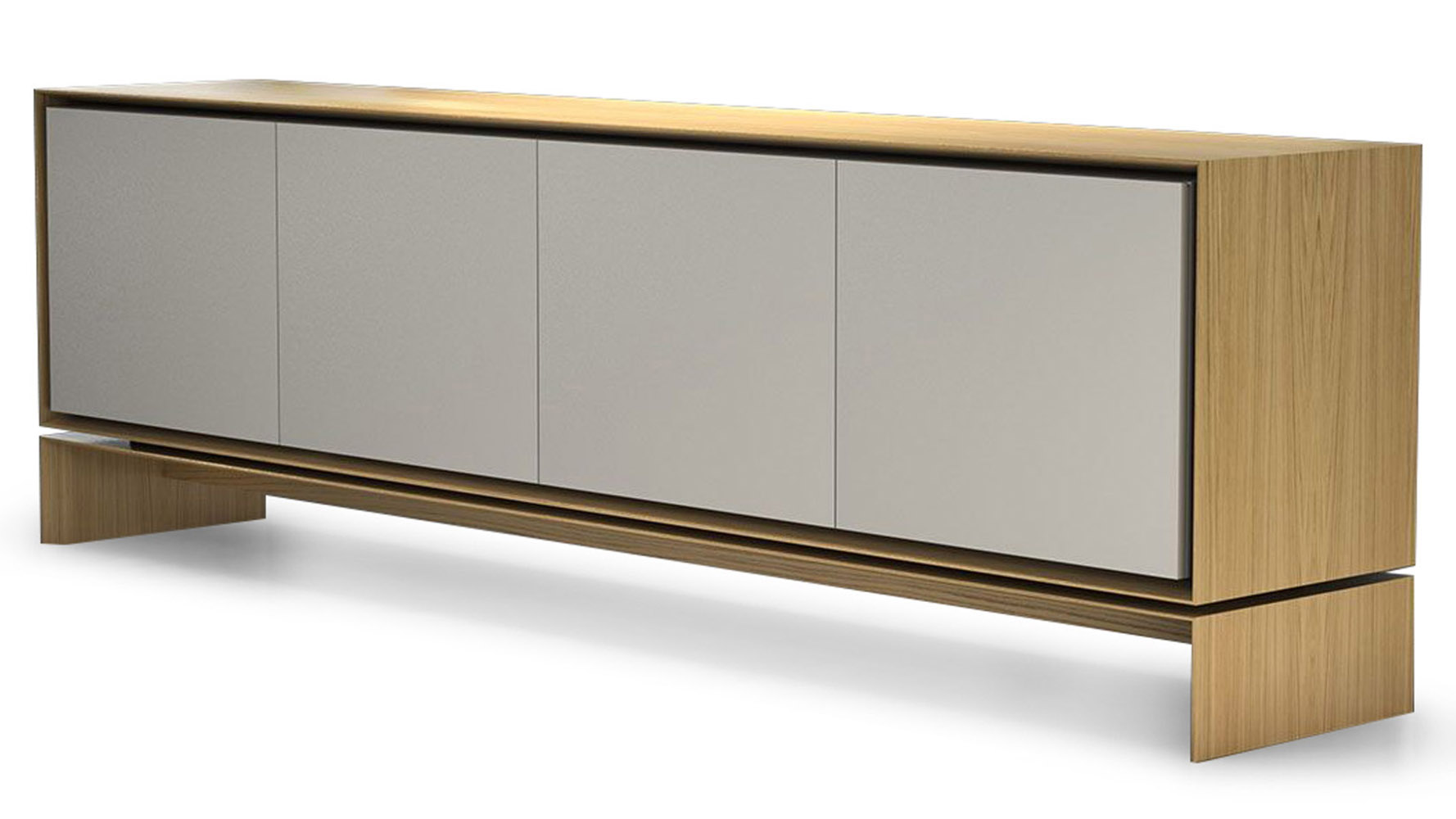 Ciaran Wood Sideboard, Natural Oak on Matte Beige Zuri Furniture