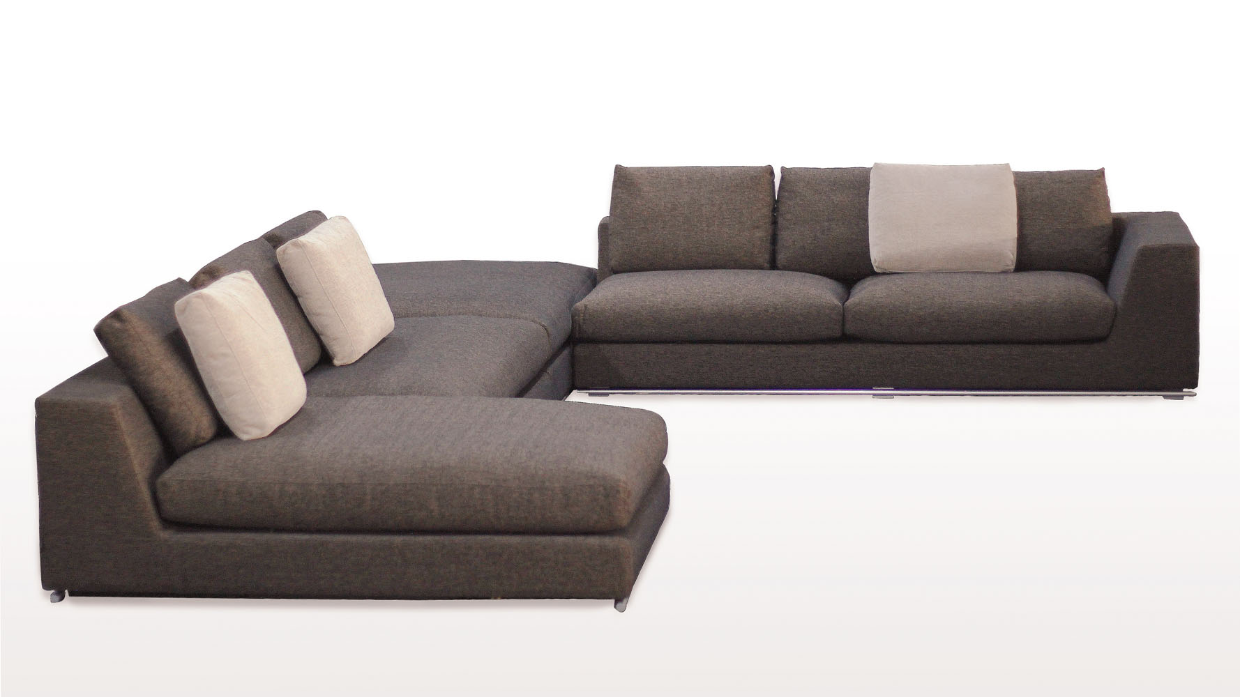 Comodo Sectional Sofa With Ottoman Charcoal Zuri Furniture