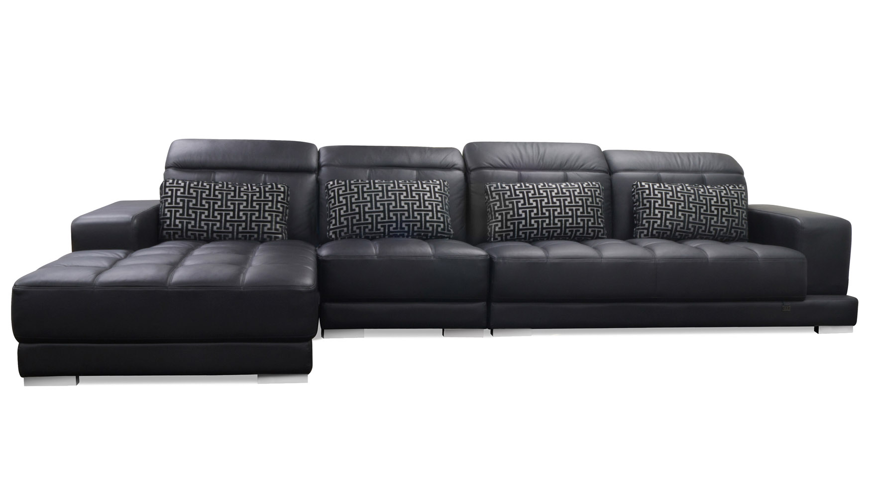 Conrad Black Leather Sectional Zuri Furniture