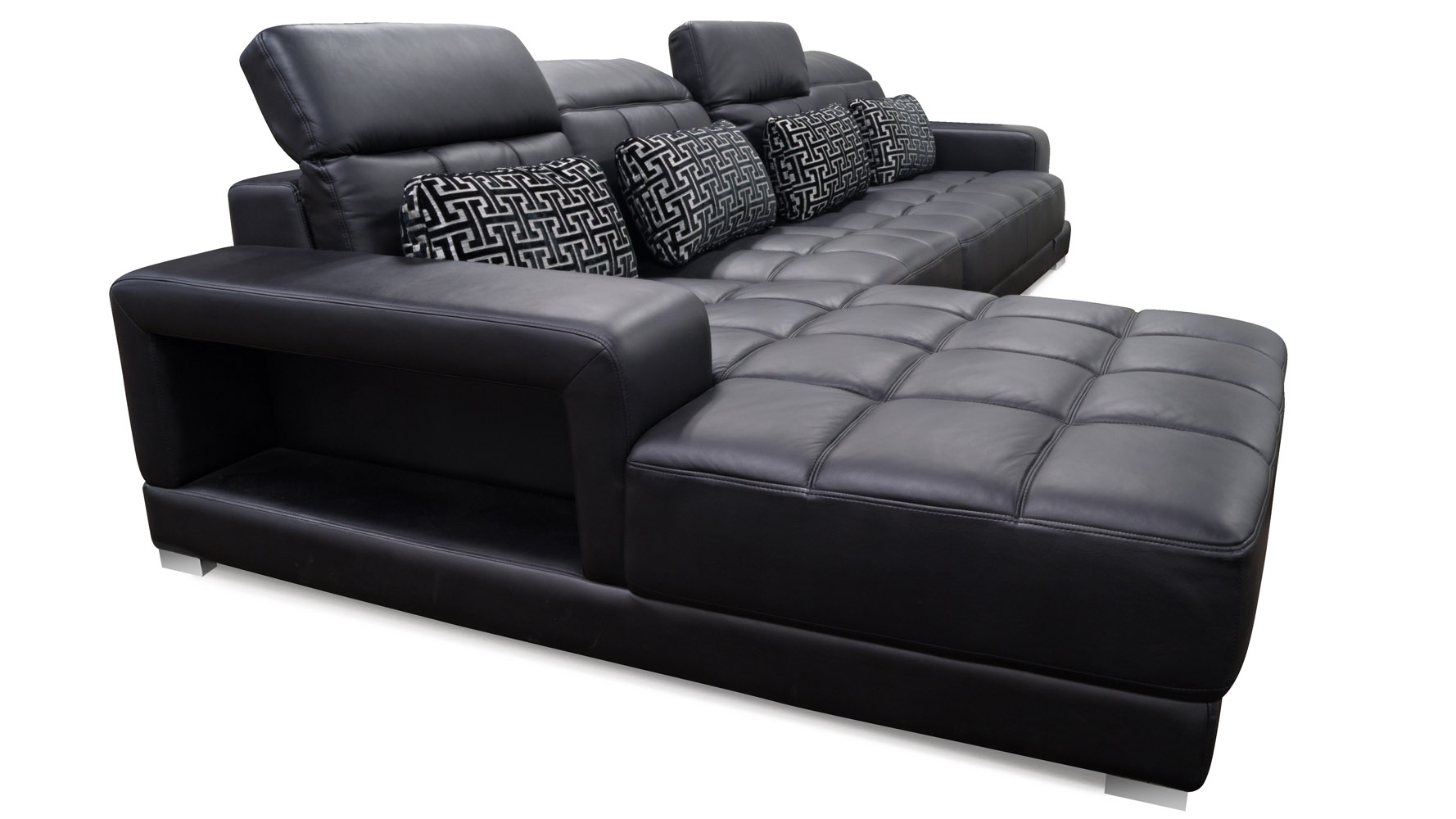 Conrad Black Leather Sectional Zuri Furniture