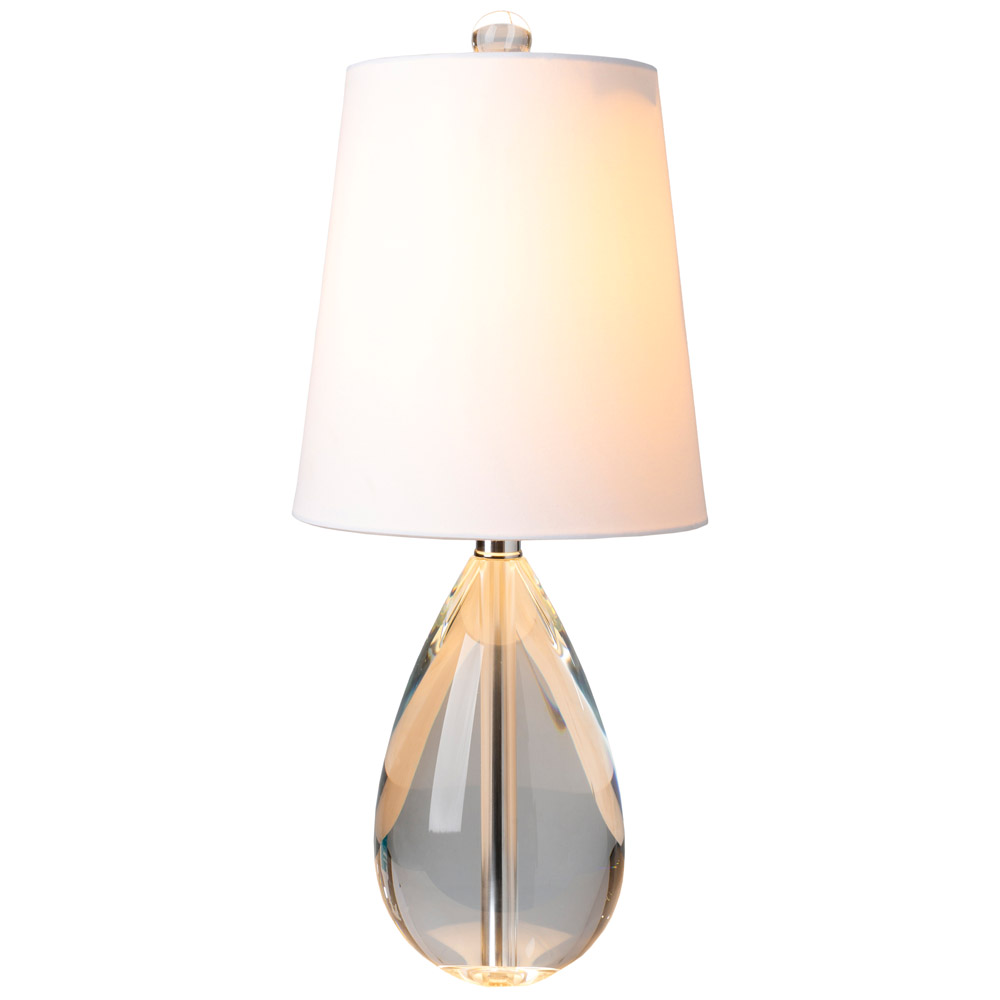 Deuran Crystal Base and Linen Shade Table Lamp, White ...