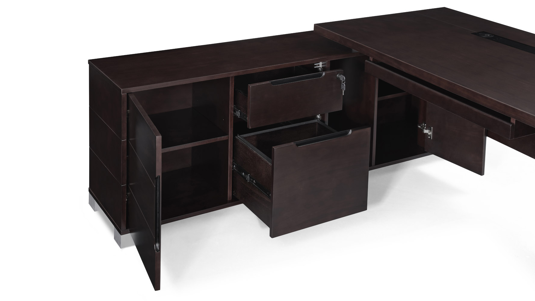 Ford Executive Modern Desk With Filing Cabinets And Return Dark Next