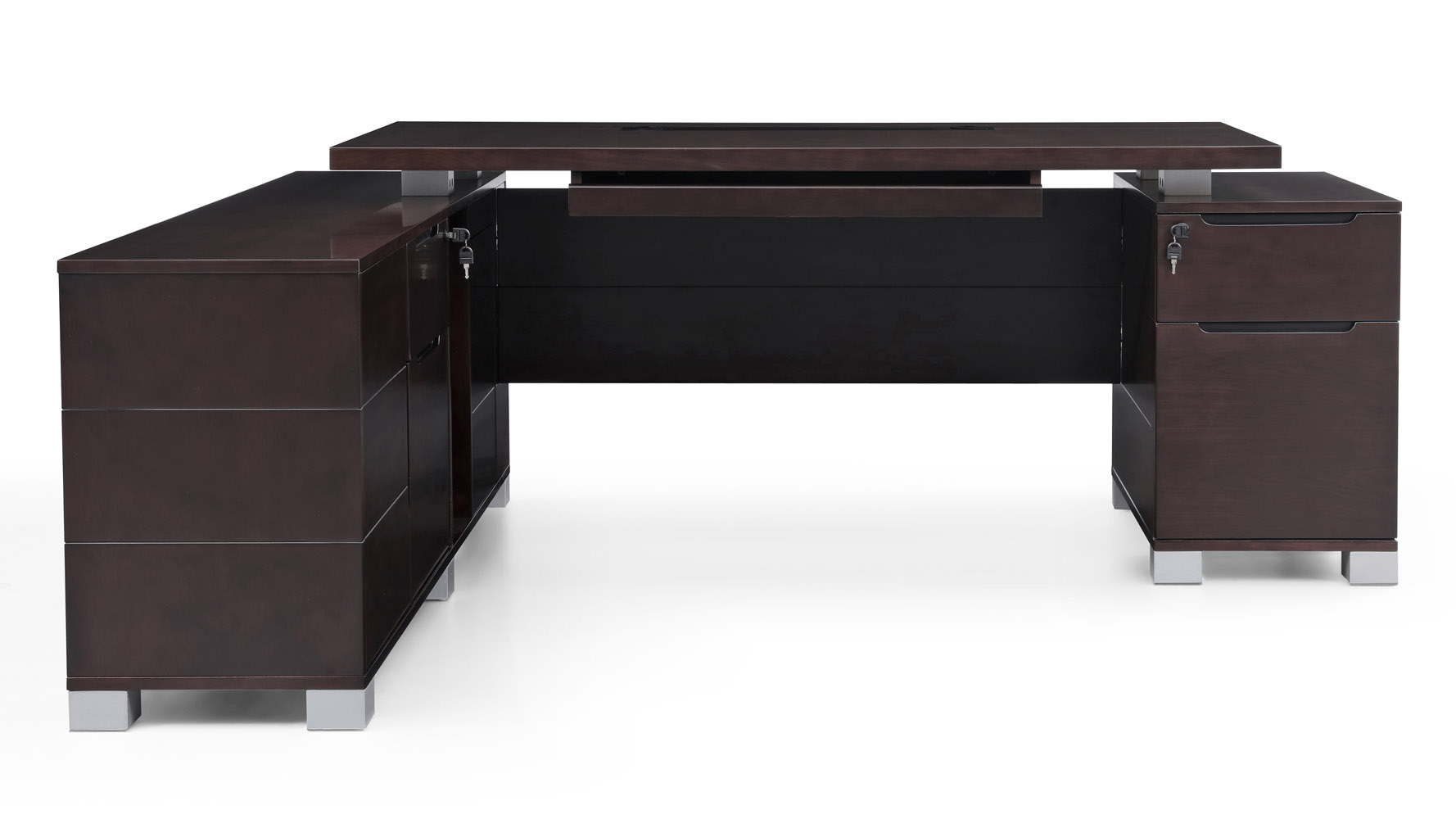 Ford Executive Modern Desk With Filing Cabinets And Return Dark Next