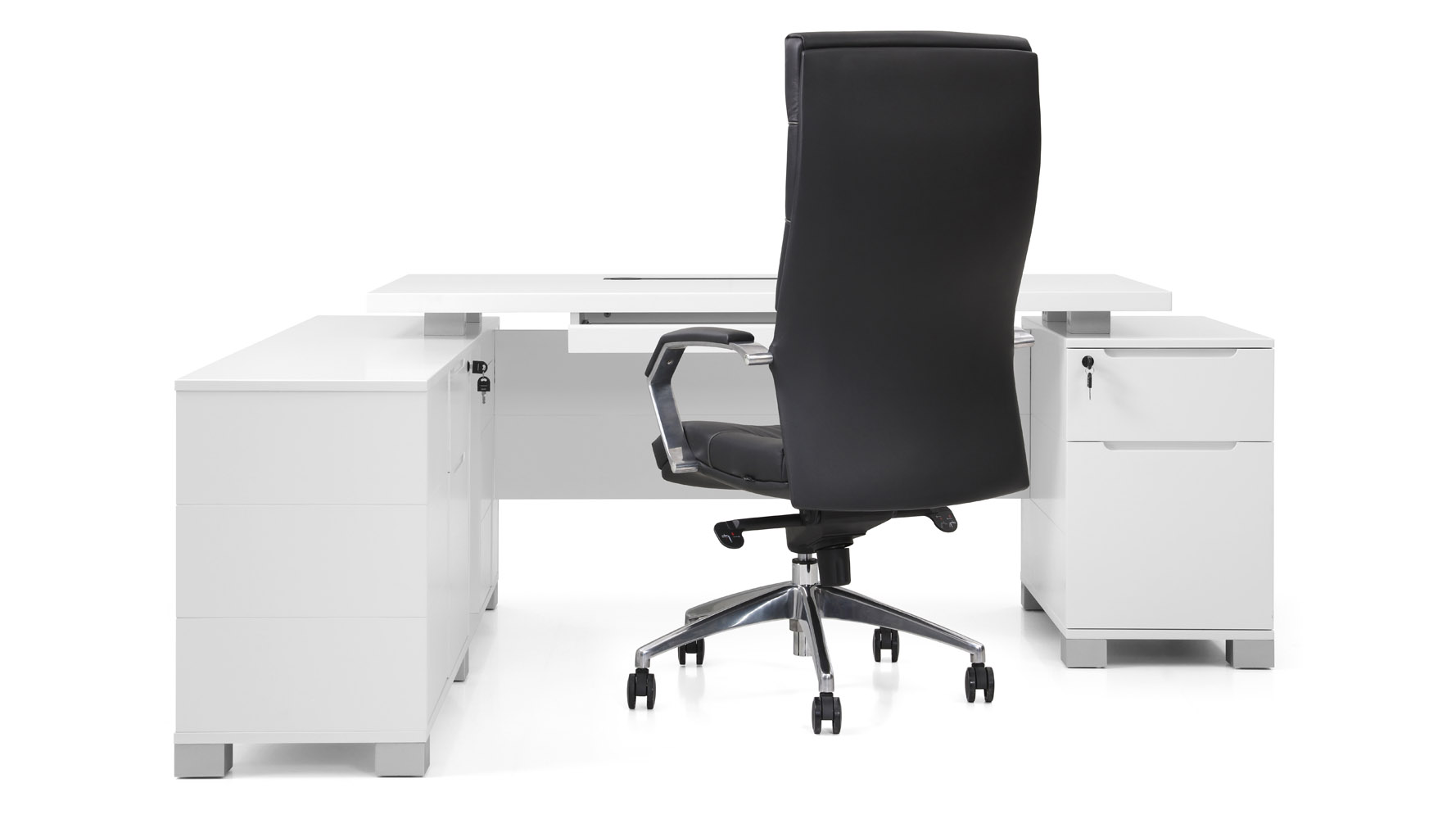 Ford Executive Modern Desk With Filing Cabinets And Return White Ford Desk With Return White