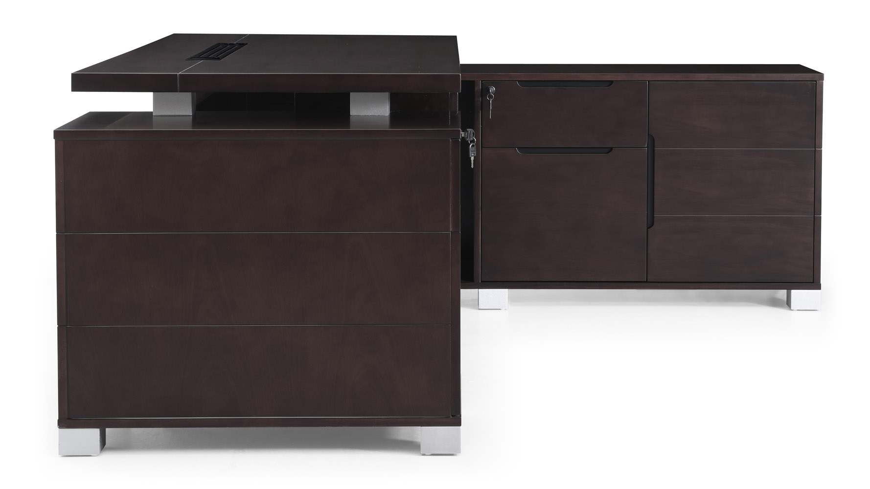Ford Executive Modern Desk With Filing Cabinets And Return Dark Next