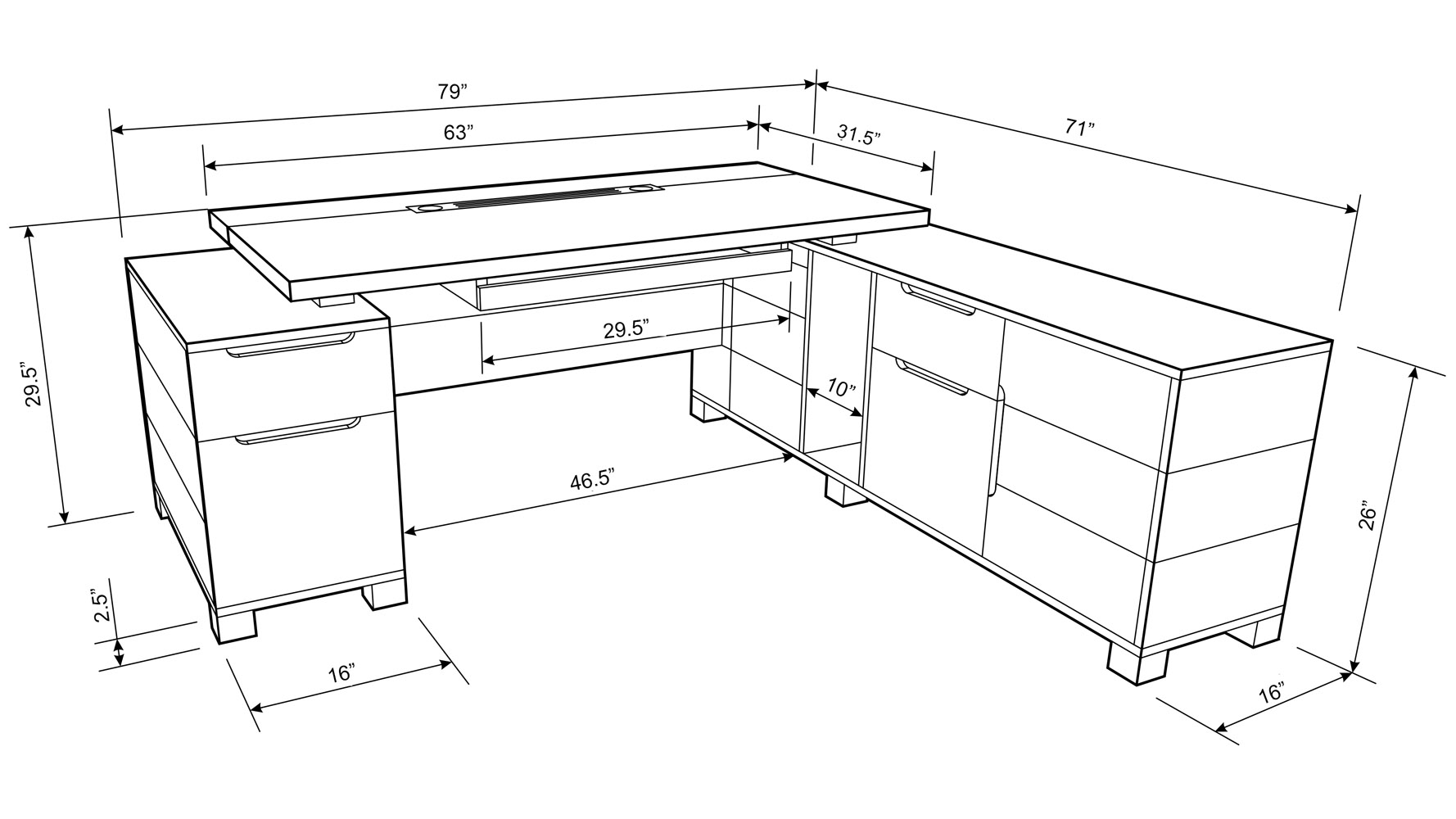 Ford Executive Modern Desk With Filing Cabinets And Return Next
