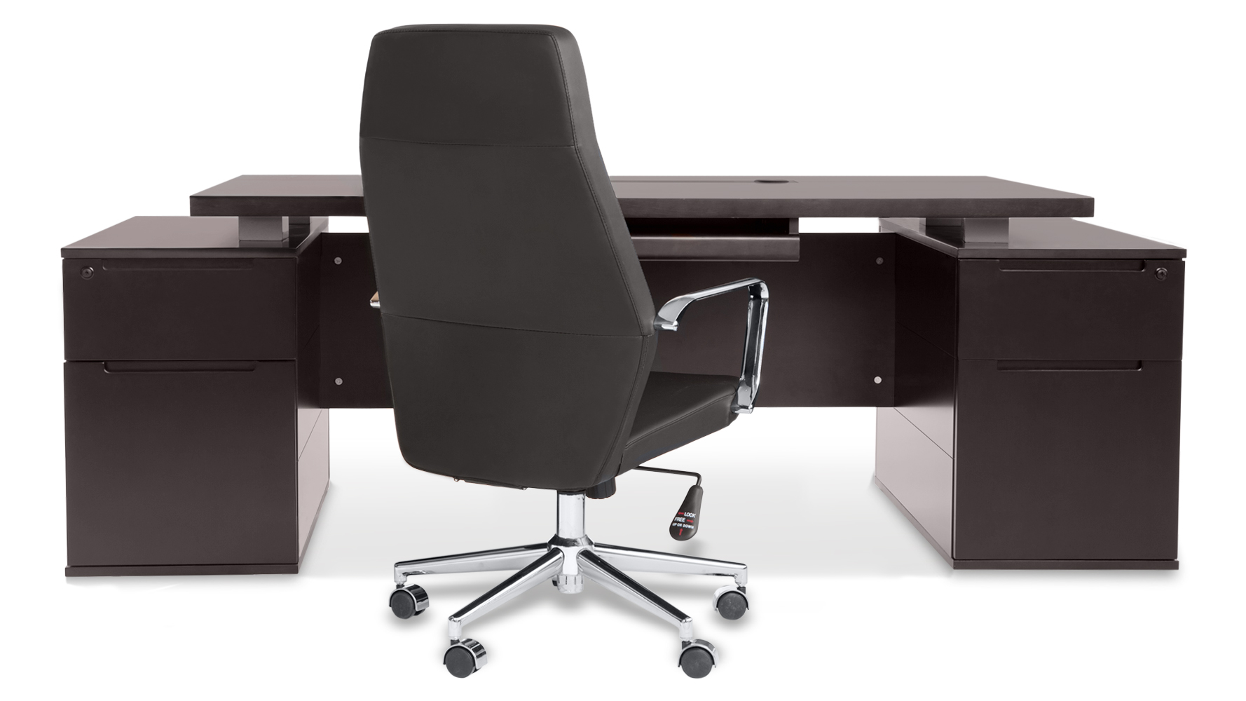 Ford Executive Modern Desk with Filing Dark Wood Finish