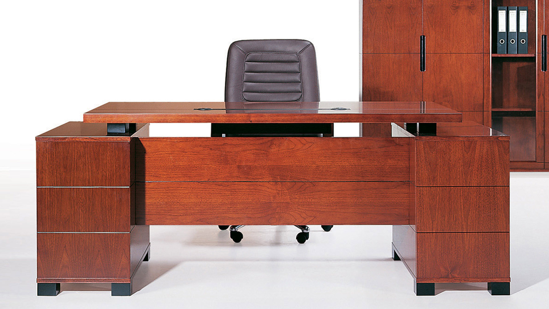 Ford Executive Modern Desk with Filing Light Wood Finish Zuri Furniture