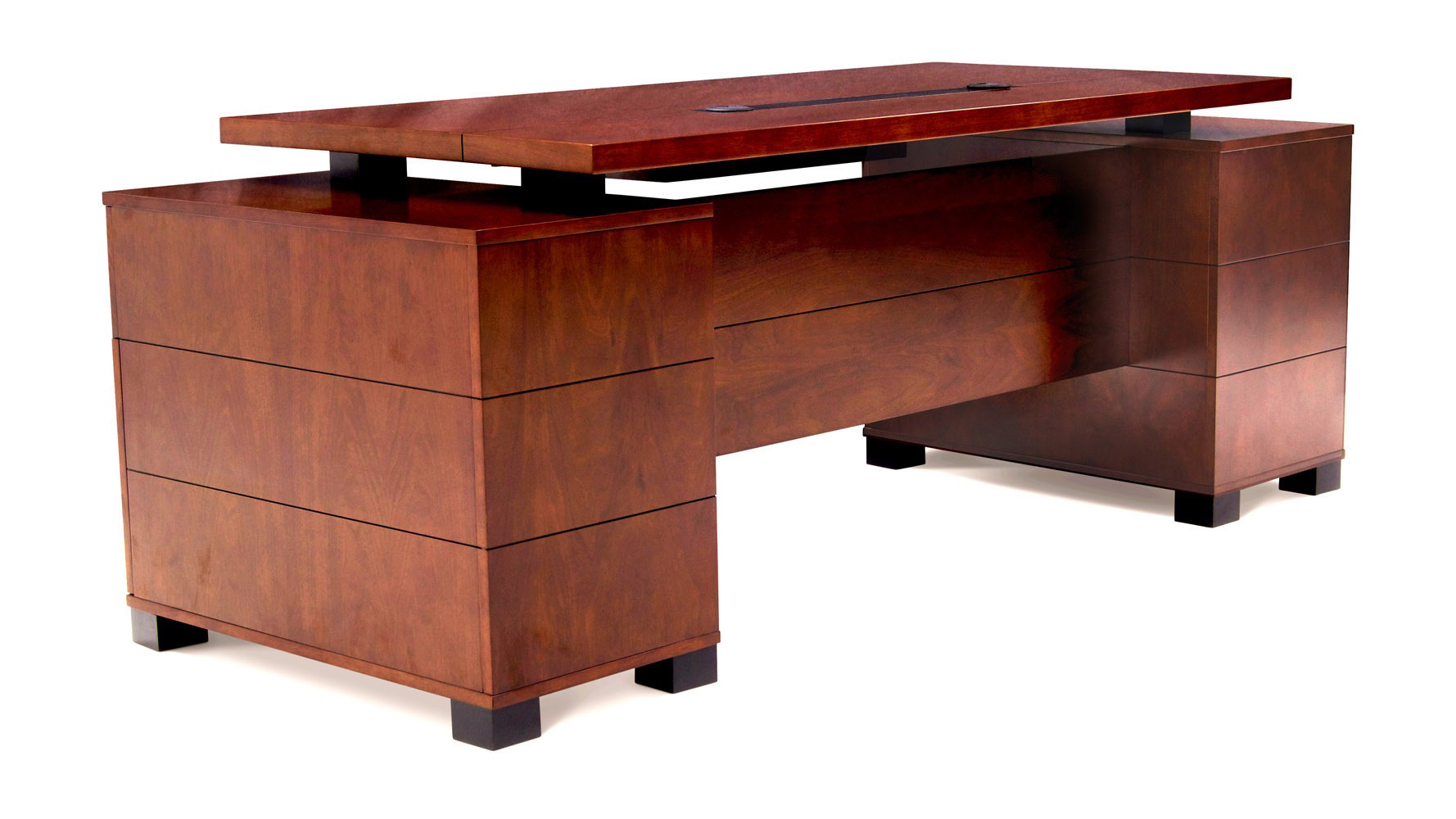 Ford Executive Modern Desk With Filing Cabinets Light Walnut Ford Executive Modern Desk With Filing Cabinets Light Walnut Finish Zuri Furniture