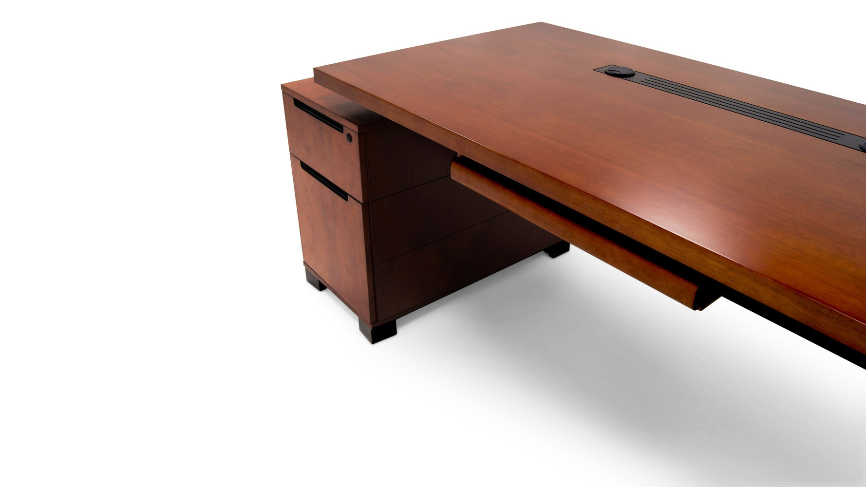 Ford Executive Modern Desk with Filing Light Walnut Finish