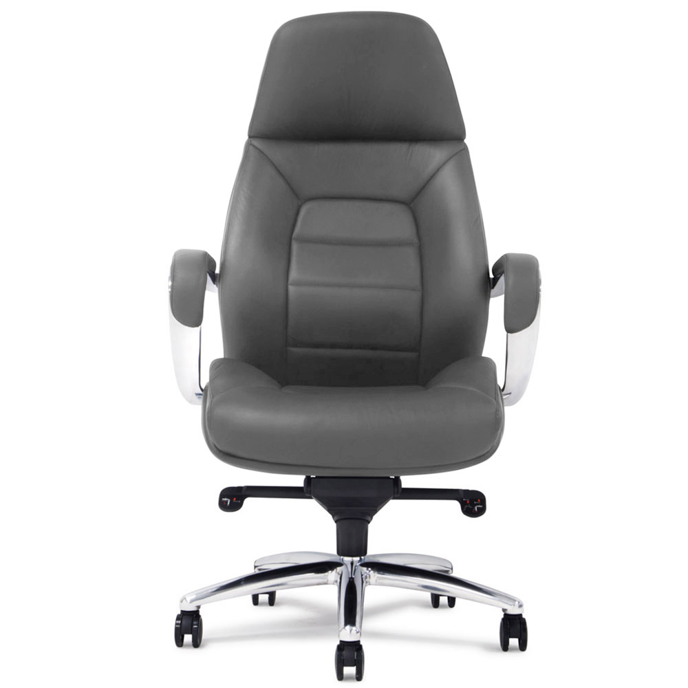 Gates Genuine Leather Aluminum Base High Back Executive Chair Zuri