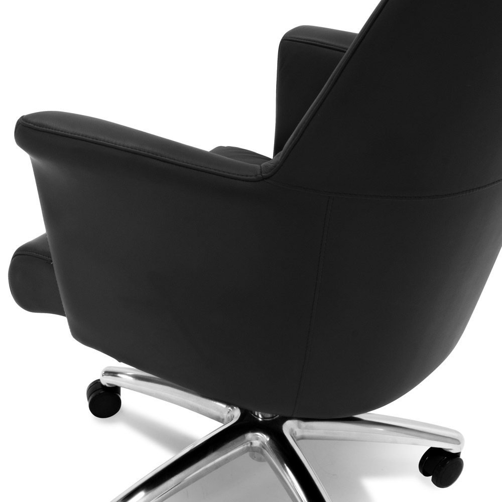 Geffen Genuine Leather Aluminum Base Low Back Executive Chair Zuri