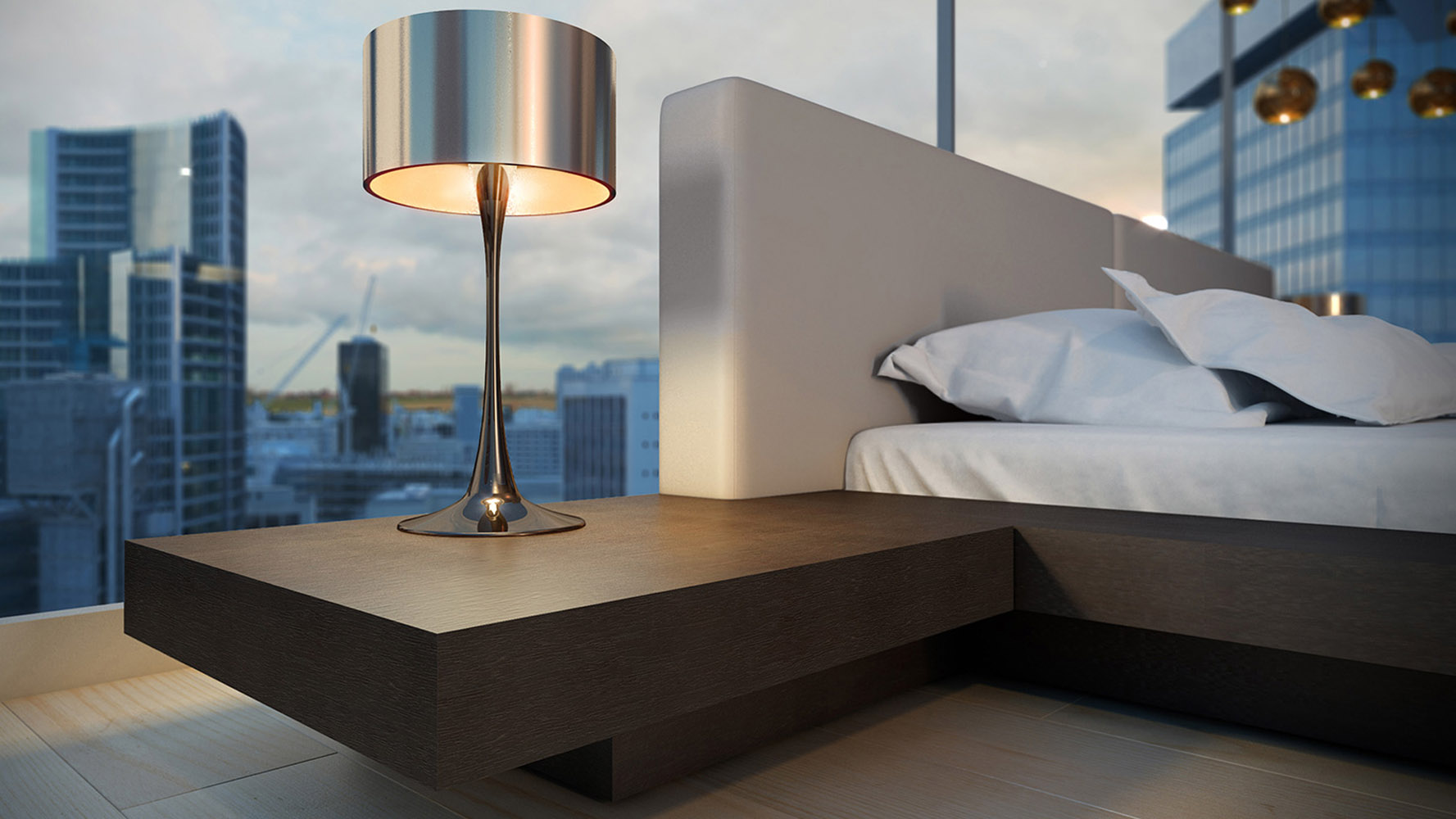 Gray Leather and Wenge Brookline Platform Bed Zuri Furniture