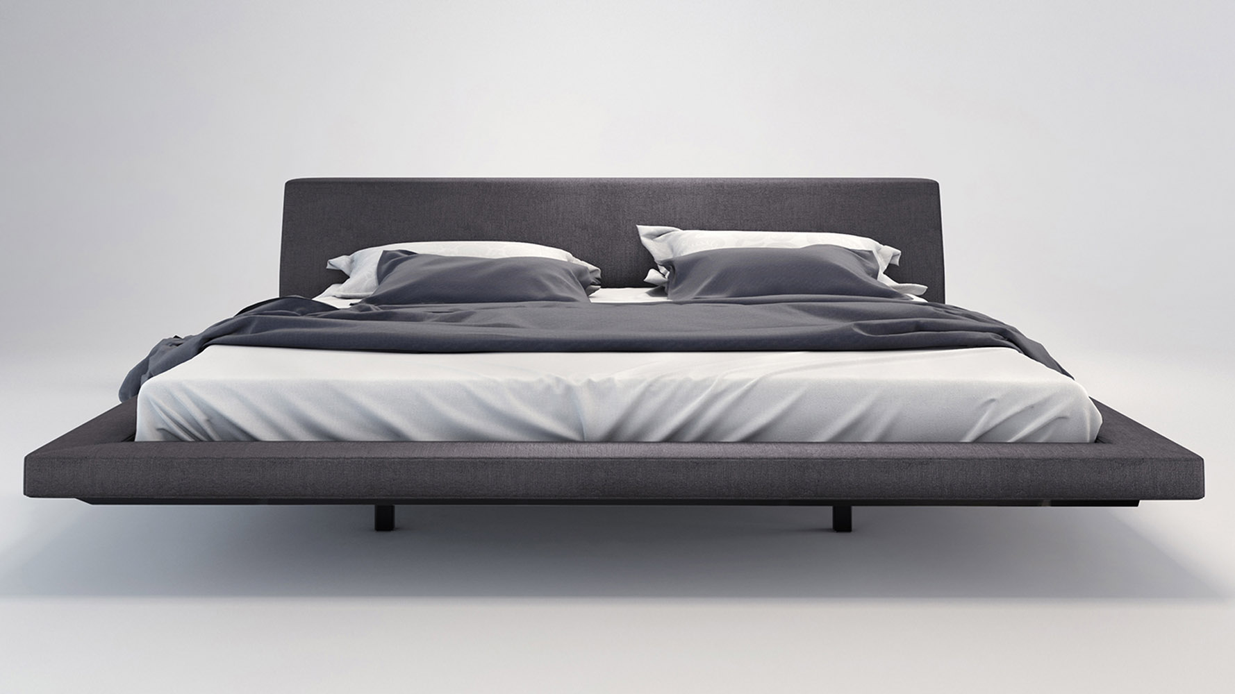 Grey Leather Blake Bed Zuri Furniture