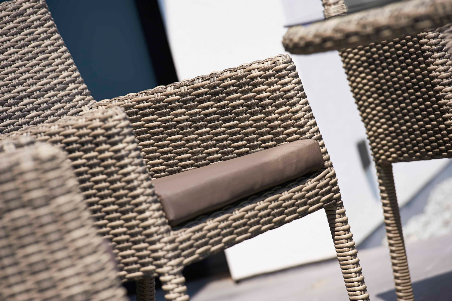 Greywash Rattan Allegra Outdoor Dining Set with Grey Cushions Zuri