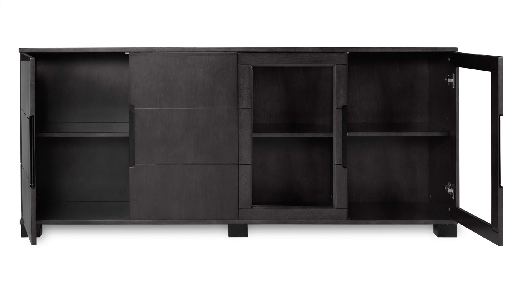 Hayes Modern Black Oak with Glass Doors Zuri Furniture
