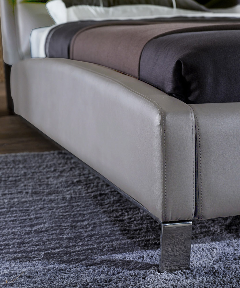 Hermes Grey Leather Platform Bed Zuri Furniture