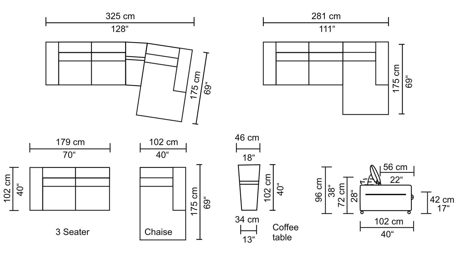 Red Indigo Fabric Sectional Sofa with Table and Storage Zuri Furniture