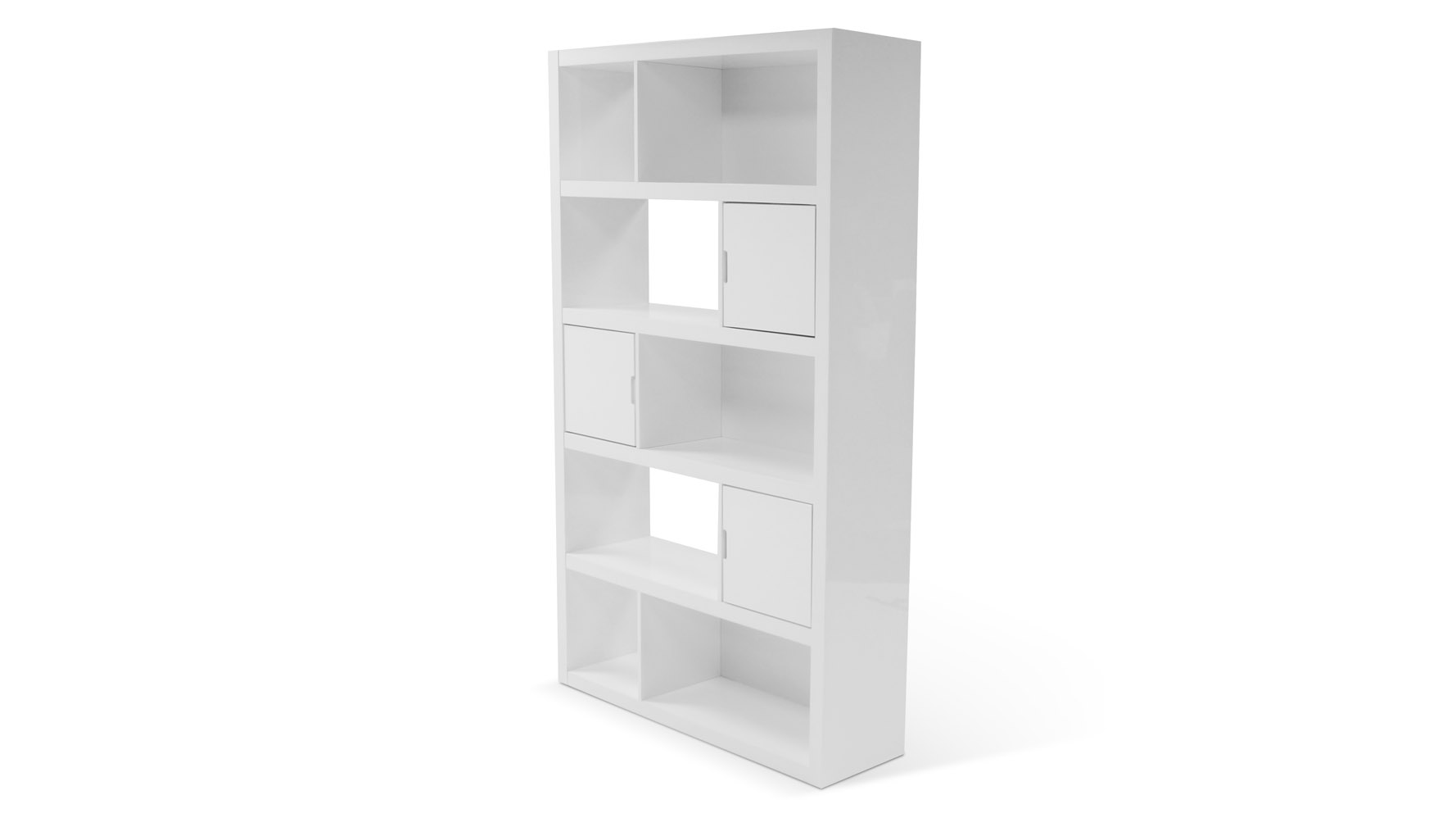 Keaton White High Gloss Bookcase Zuri Furniture