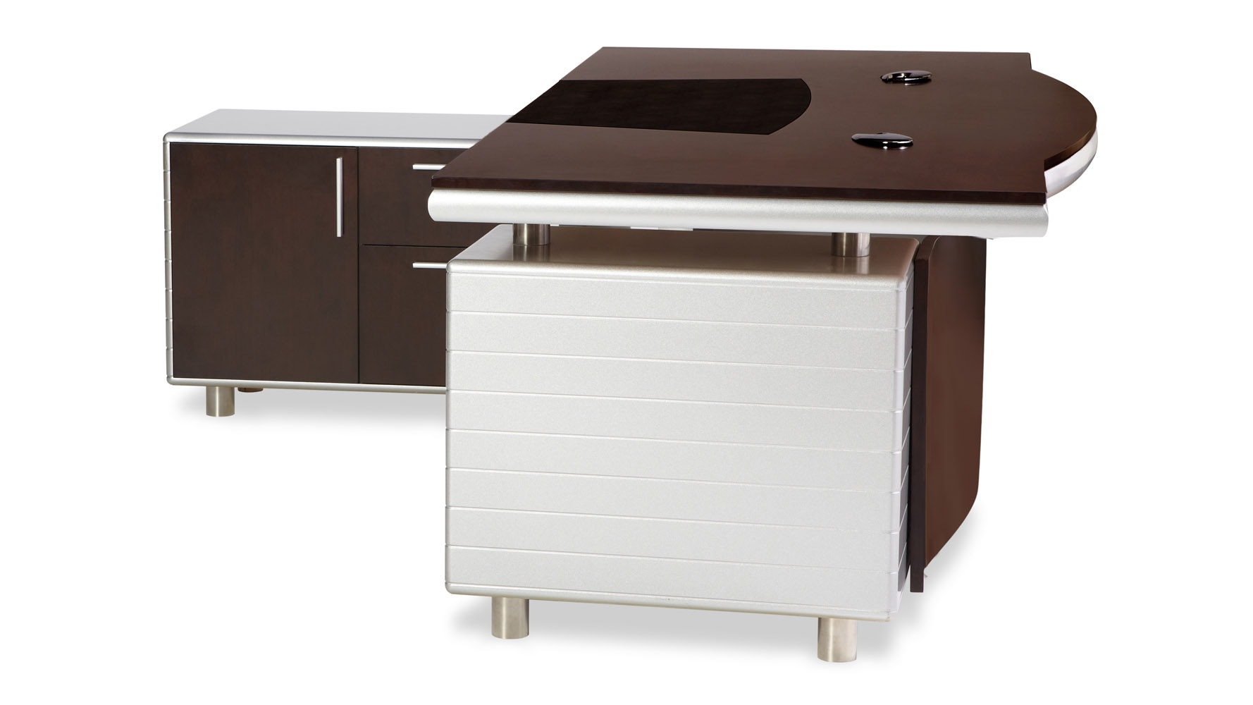 Kennedy Executive Desk with Silver Accents Zuri Furniture