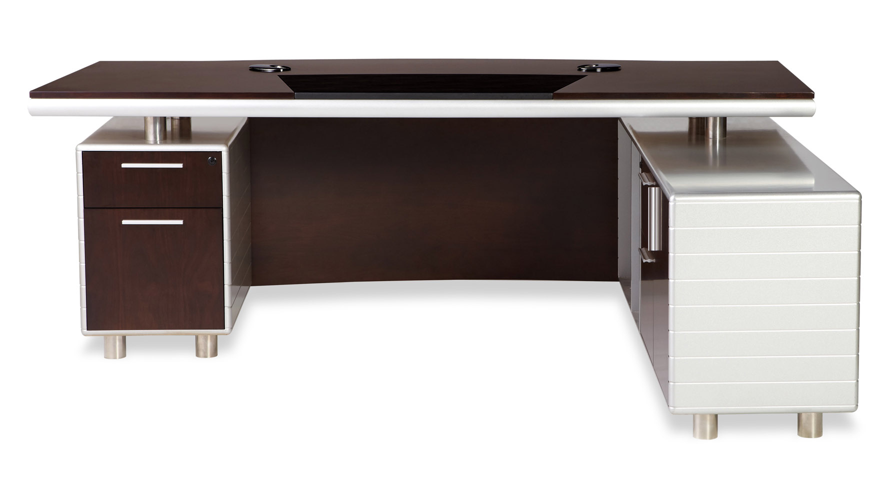 Kennedy Executive Desk with Silver Accents Zuri Furniture