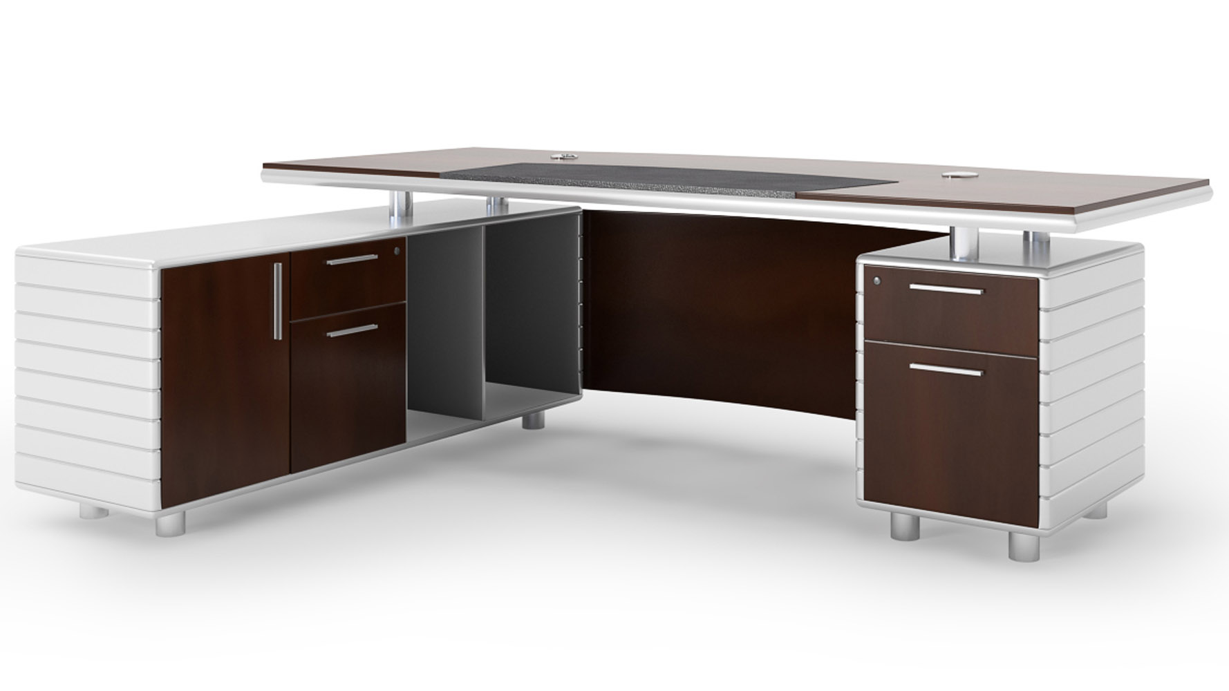 Kennedy Executive Desk With Silver Accents Zuri Furniture Kennedy Desk With Return
