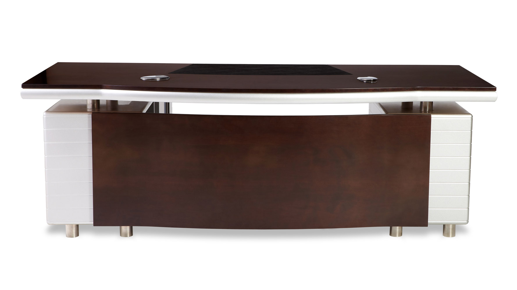 Kennedy Executive Desk with Powder Chrome Accents Zuri Furniture
