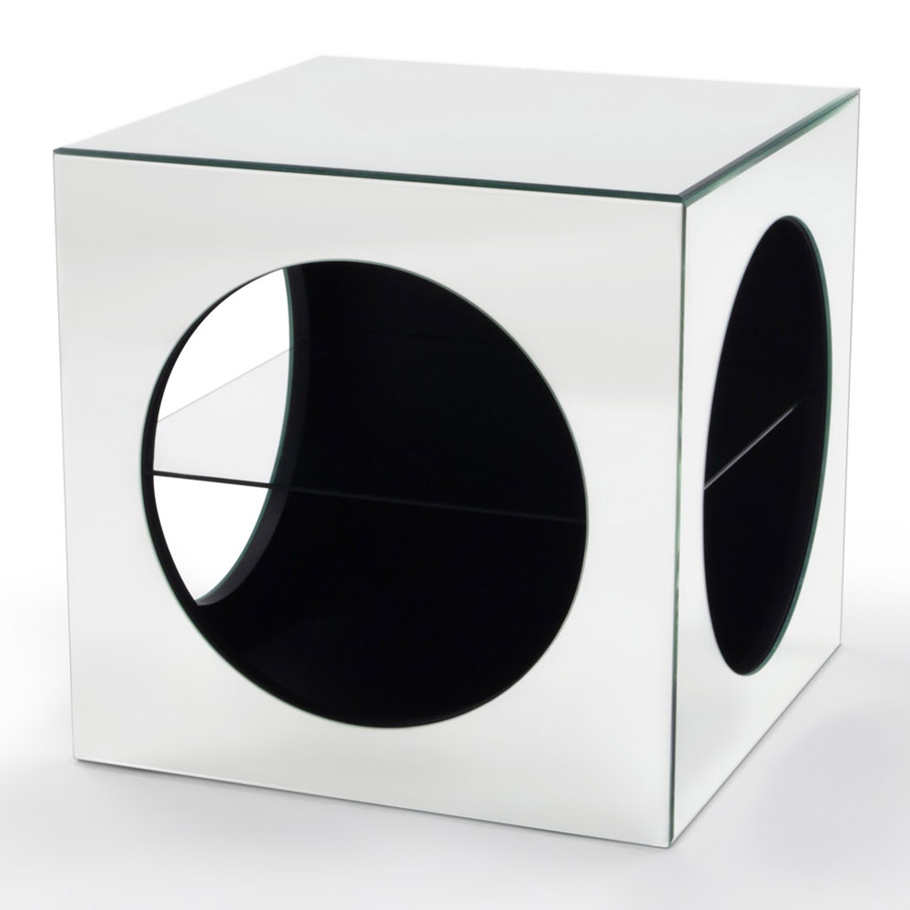 Kube Mirrored Glass End Table Zuri Furniture